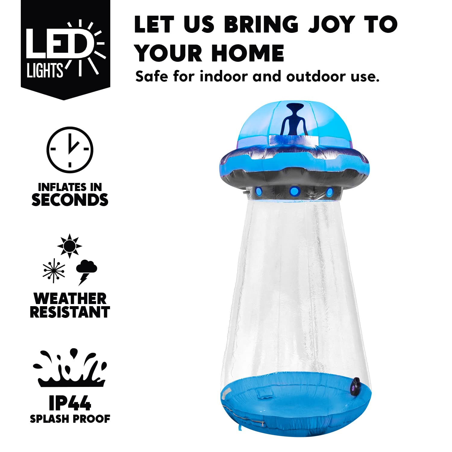 Joyfy 9 ft Halloween Inflatable UFO Alien Decoration with Built-in LEDs,UFO Halloween Decorations Outdoor Blow Up Yard Lawn Decoration - Image 5