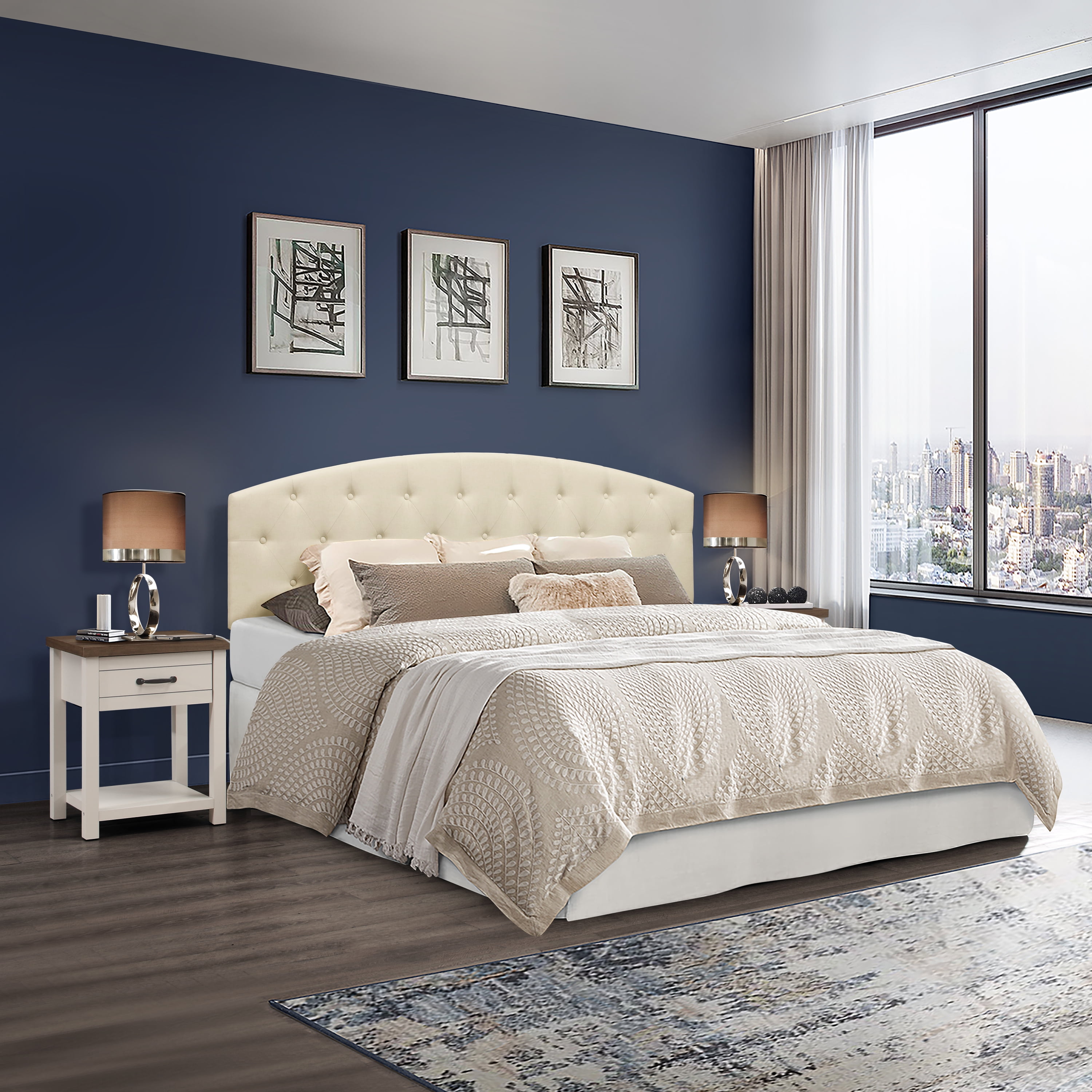 Hillsdale Lancaster Farmhouse Oak Top 1 Drawer Nightstand, Set of 2, Ivory - Image 7