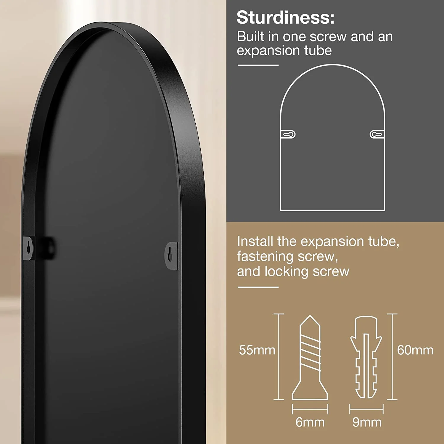 24x36 Inch Oval Pill-Shape Wall Mirror with Black Metal Frame for Bathroom, Bedroom, Living Room - Image 4