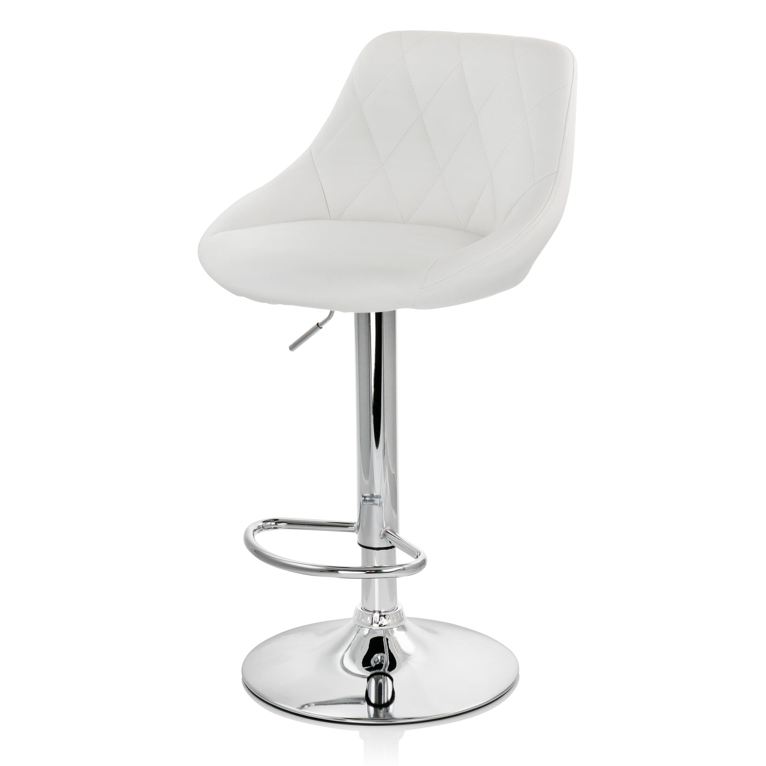 Elama Bar Stool with Adjustable Height & Swivel, White and Chrome, Set of 2 - Image 8