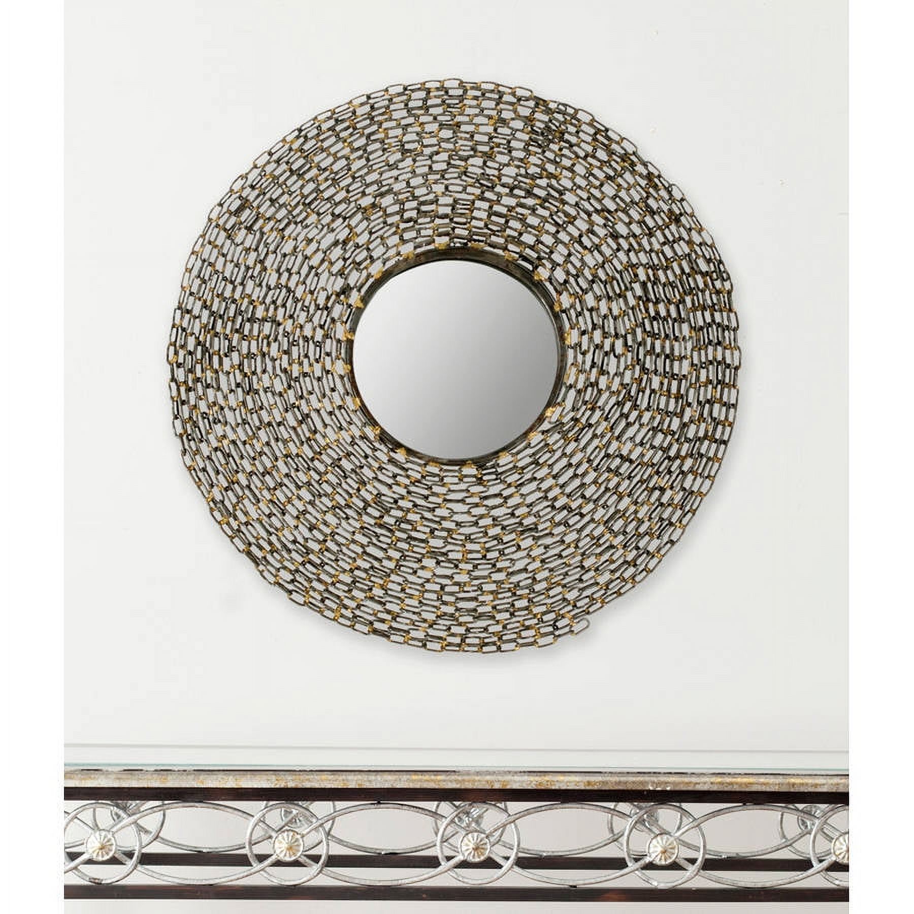 SAFAVIEH 8.8" Round Jeweled Chain Mirror, Natural - Image 3