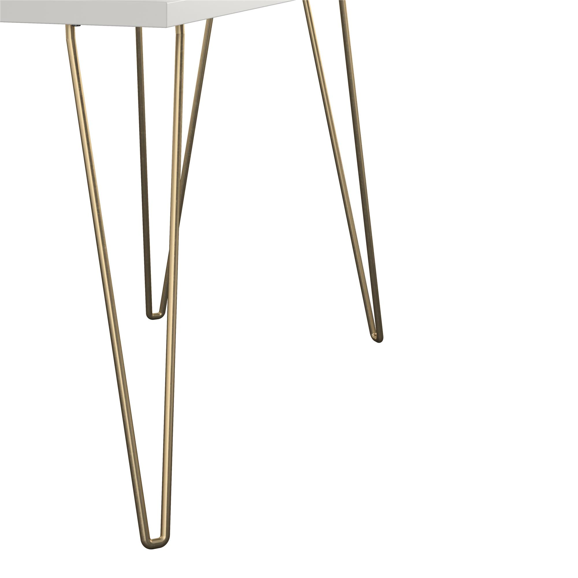 Owen Retro Computer Desk, White/Gold Legs - Image 6