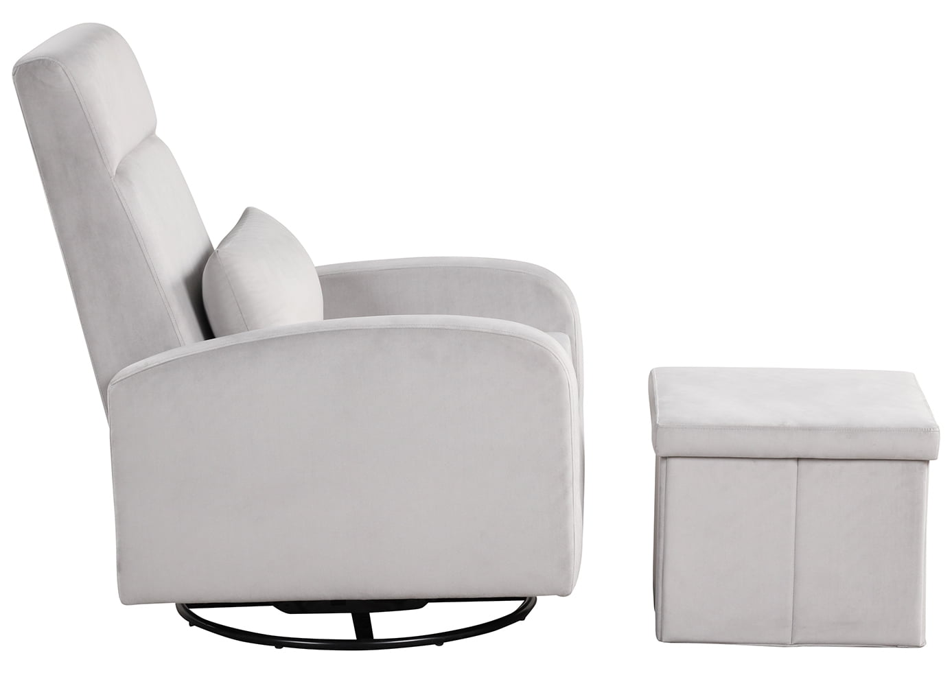 Angel Line Sonia Upholstered Swivel Glider w/ Storage Ottoman, Grey - Image 2