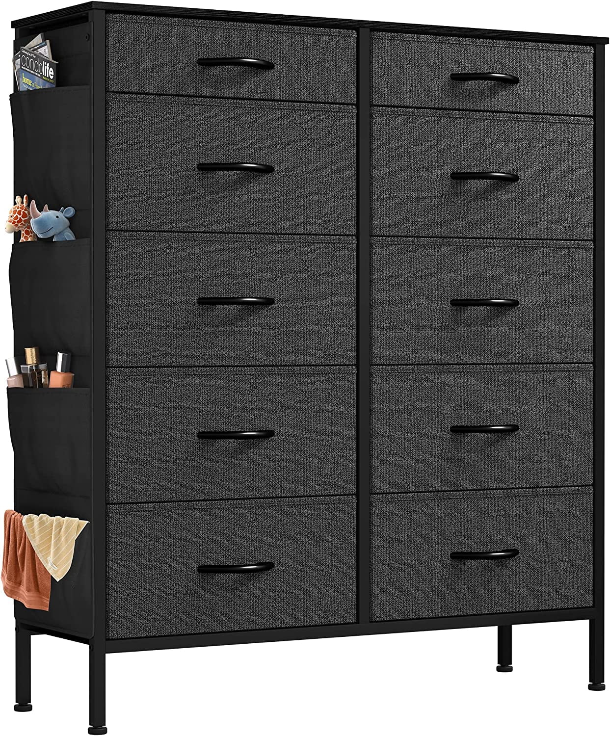 Dextrus Fabric Dresser with 10 Drawers, Dresser for Adult Bedroom, Closets, Tall Storage Tower - Image 4