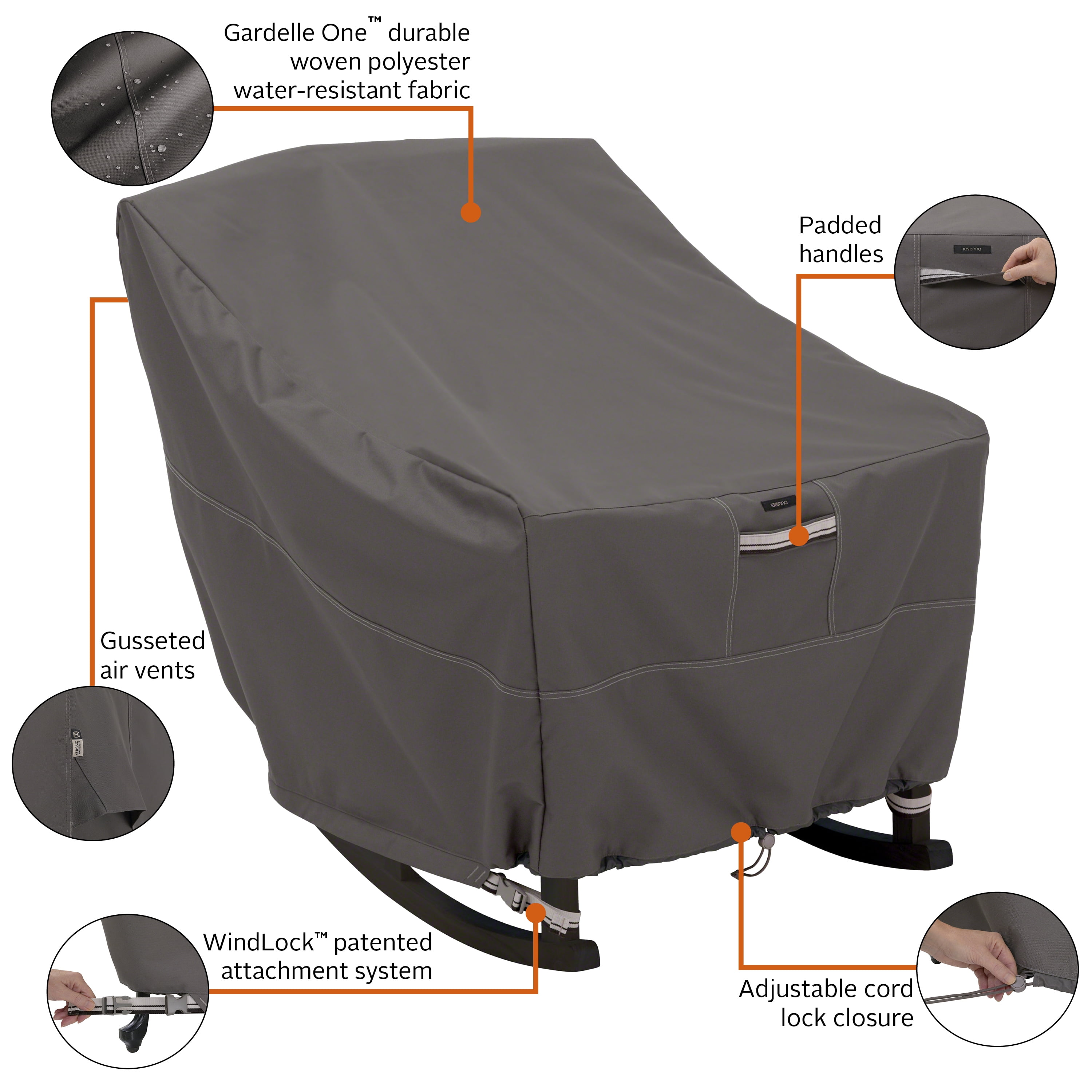 Classic Accessories Ravenna® Patio Rocking Chair Cover - Premium Outdoor Furniture Cover with Water Resistant Fabric, Medium (55-161-015101-EC) - Image 11