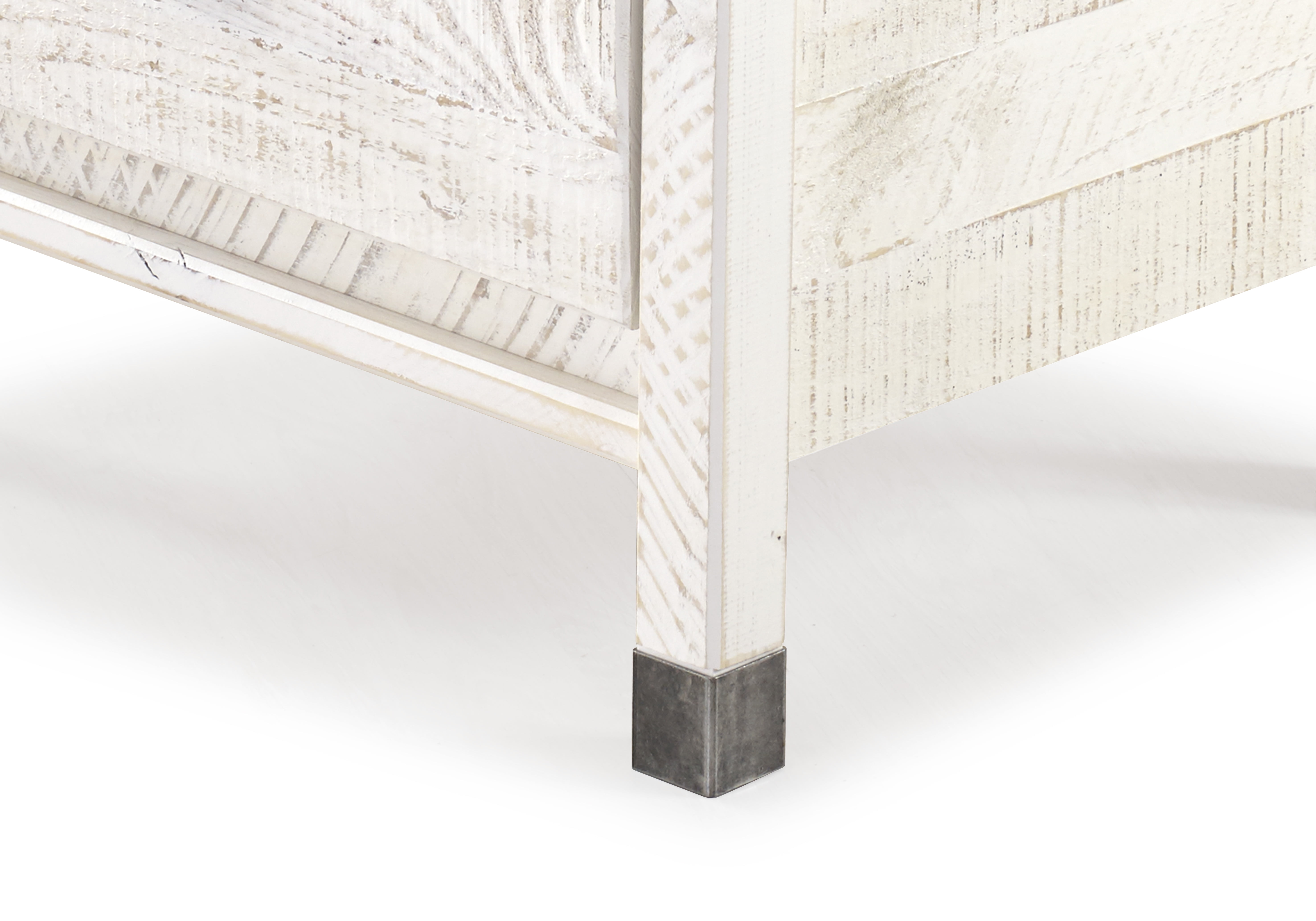 Camaflexi Baja Wood 2 Drawer Nightstand with Metal Pulls, Shabby White - Image 4