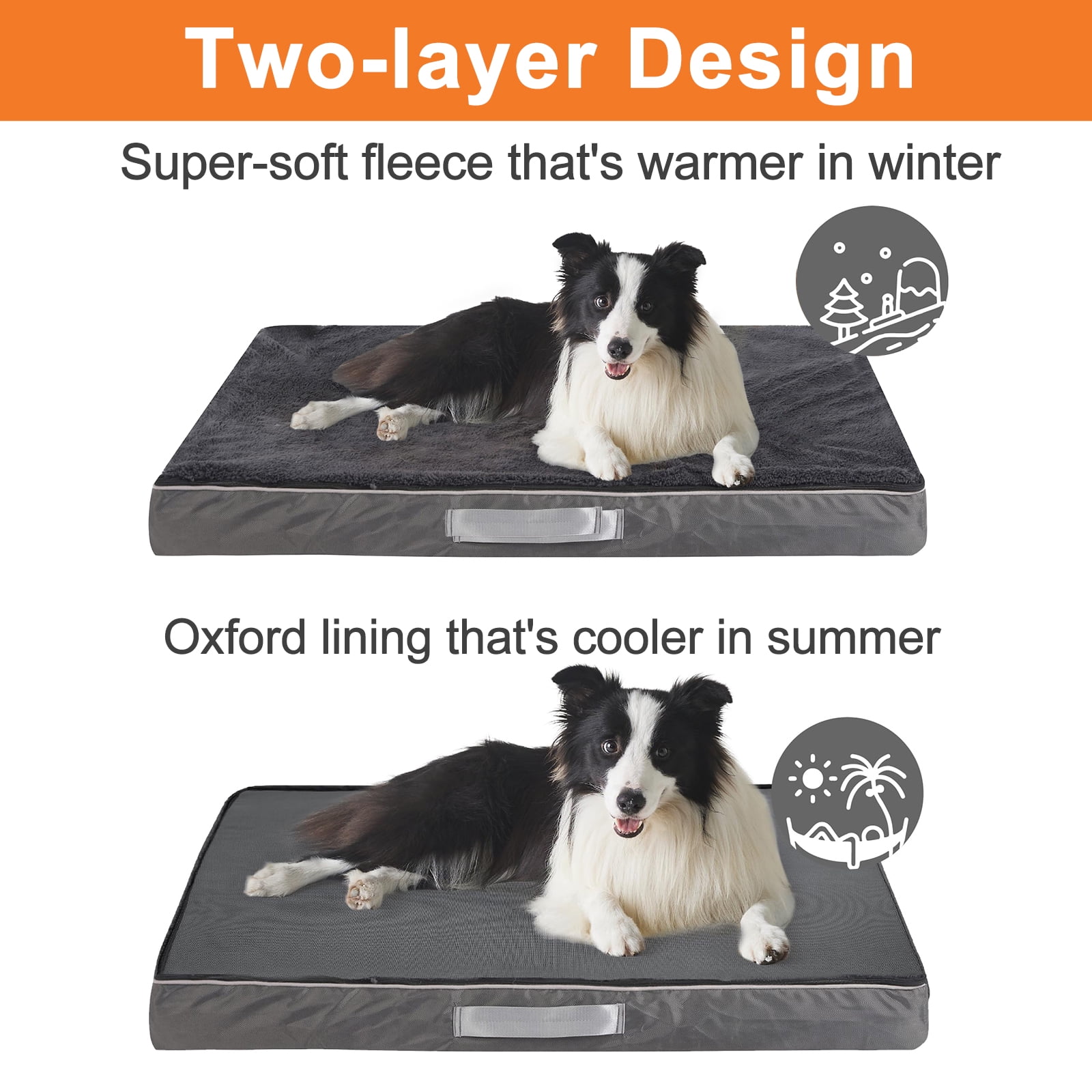 PayUSD Dog Bed for Extra Large Dogs Waterproof Thick Dog Beds Big Orthopedic Dog Beds with Removable Double Layer Washable Cover for Large Dogs Pet Bed Mat Egg-Crate Foam, XL(40"x30"x4"), Gray - Image 2