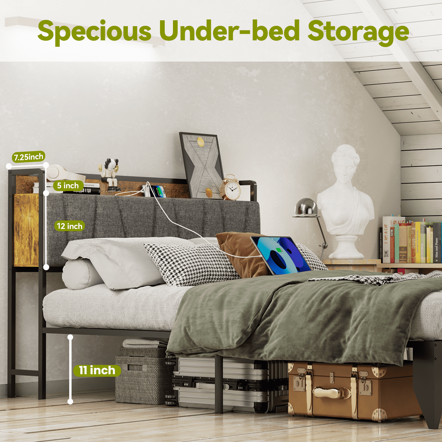 Behost Platform Beds,Queen Bed Frame with Fabric Upholstered Headboard - Image 7