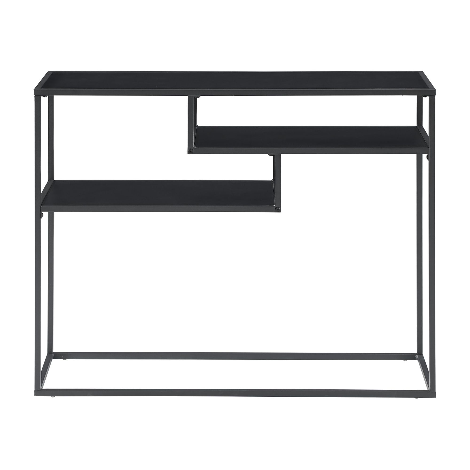 Walker Edison Contemporary Wood and Metal Tiered Entryway Table, Black - Image 7