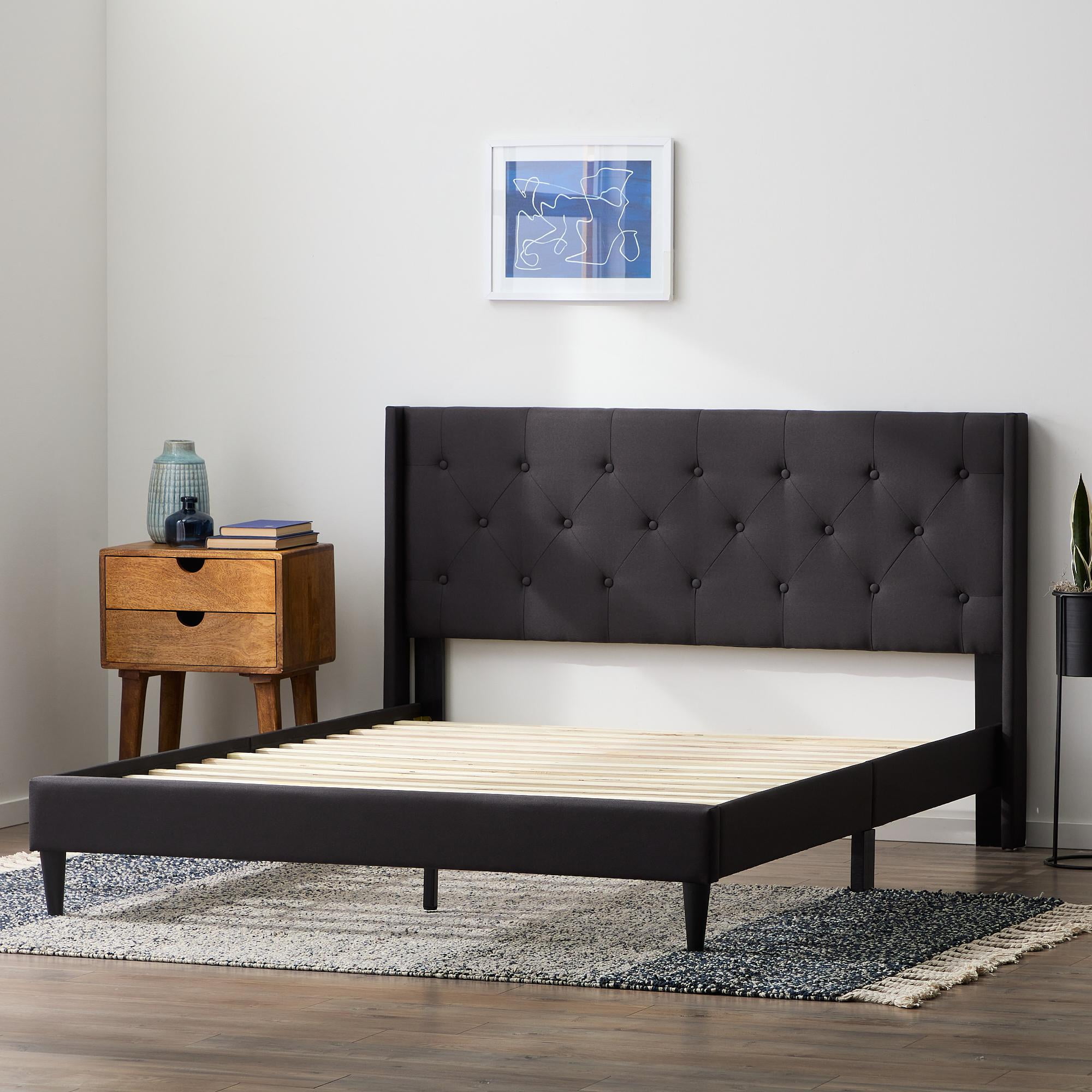 Rest Haven Astoria Wingback Tufted Upholstered Bed, Twin, Charcoal - Image 4