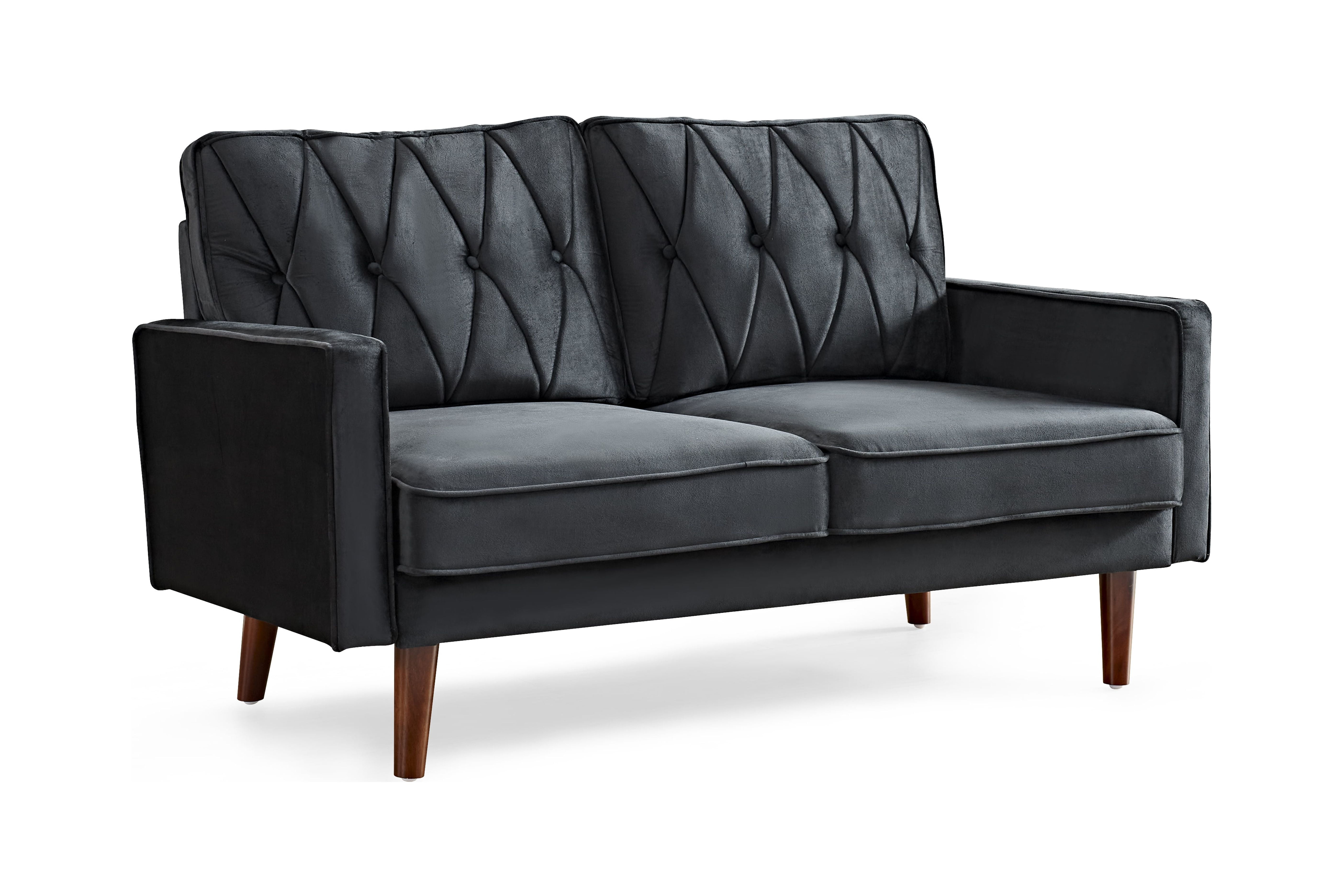 US Pride Furniture Tufted Cushion Back 57.5 Wide Loveseat-Black - Image 2