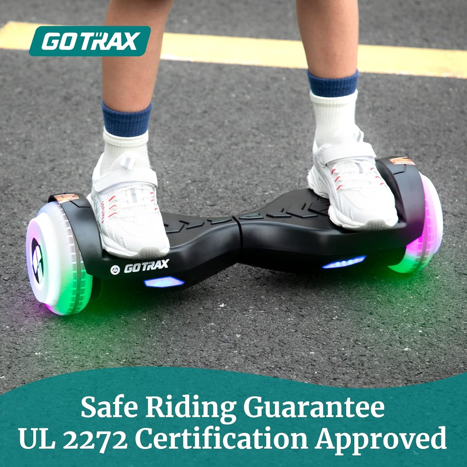 GOTRAX Pulse Lumios Hoverboard with Bluetooth Speaker and 6.5" LED Light for Kids 8+, Max 4.3 Miles & 6.2MPH, Dual 200W Motor Hoverboard, Black - Image 5