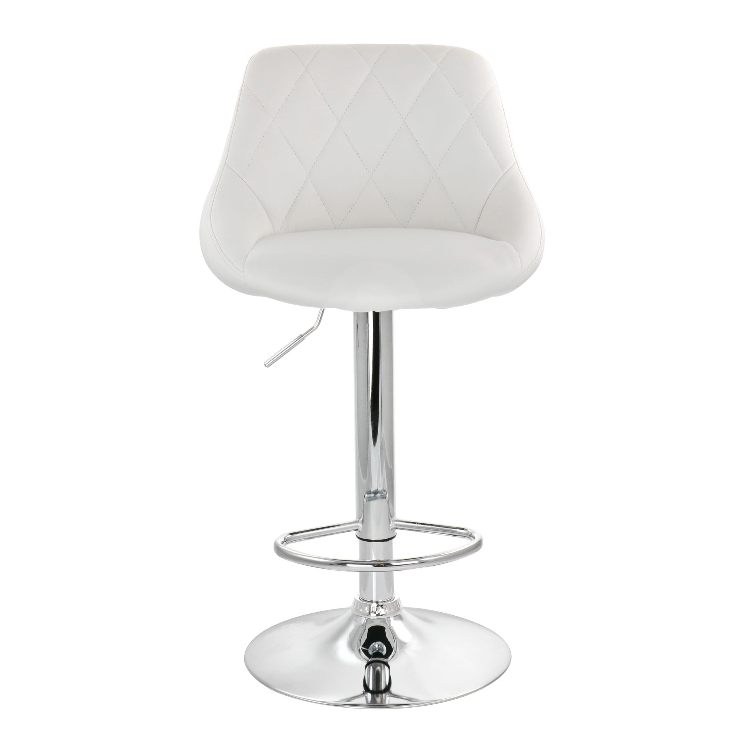 Elama Bar Stool with Adjustable Height & Swivel, White and Chrome, Set of 2 - Image 7
