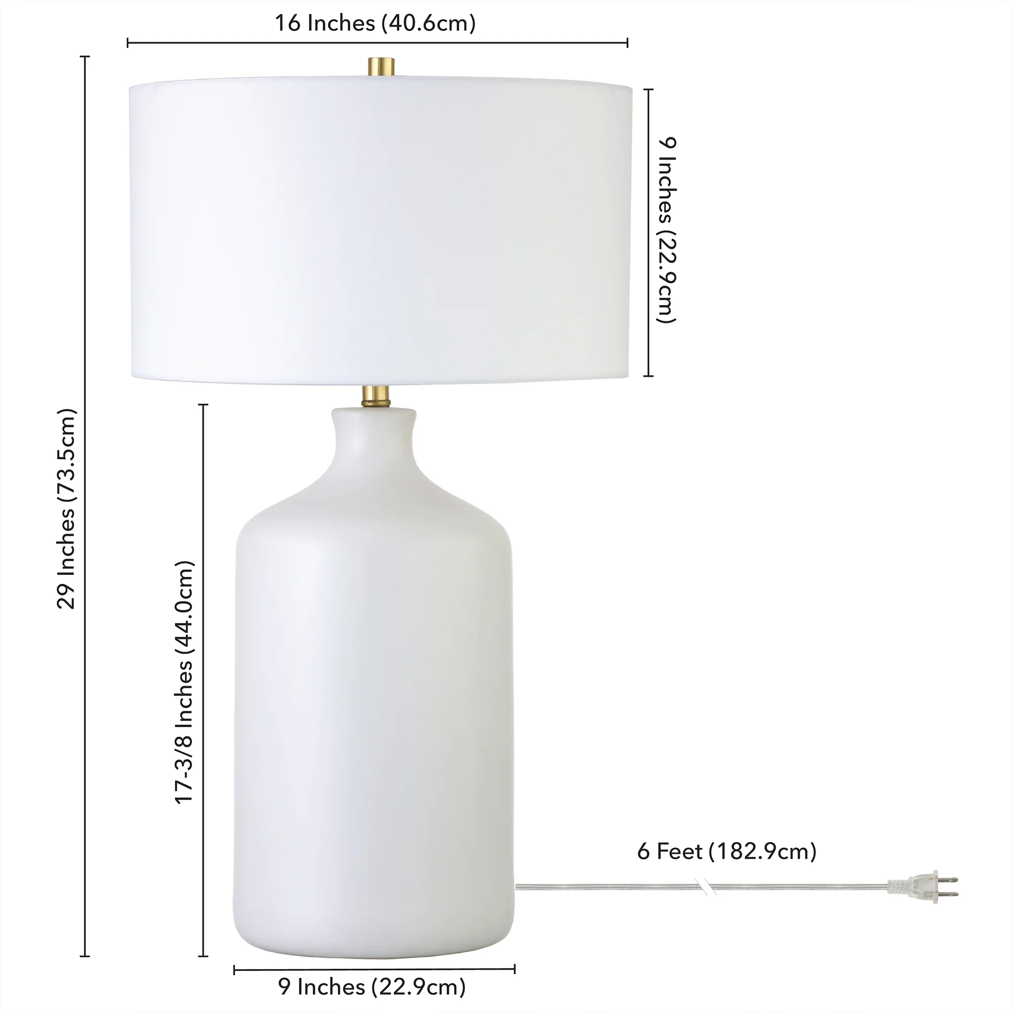 Evelyn&Zoe Sloane 29" Transitional Ceramic Table Lamp with White Drum Fabric Shade - Image 6