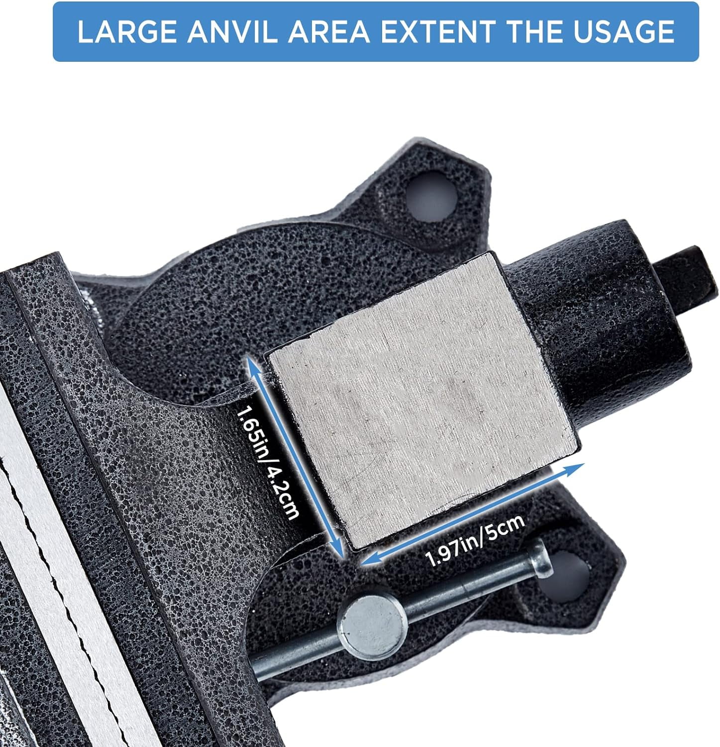 Gloppers Black Bench Vises, 4-1/2"Jaw Width with Swivel Base Table Vise Clamps - Image 2