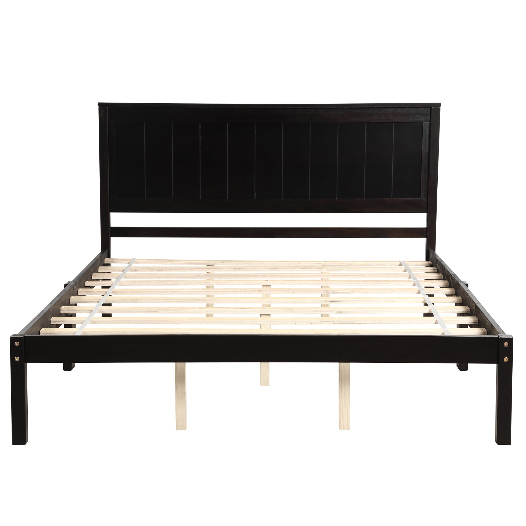 Euroco Modern Wood Platform Bed, Queen for Kids and Adults, Espresso - Image 3