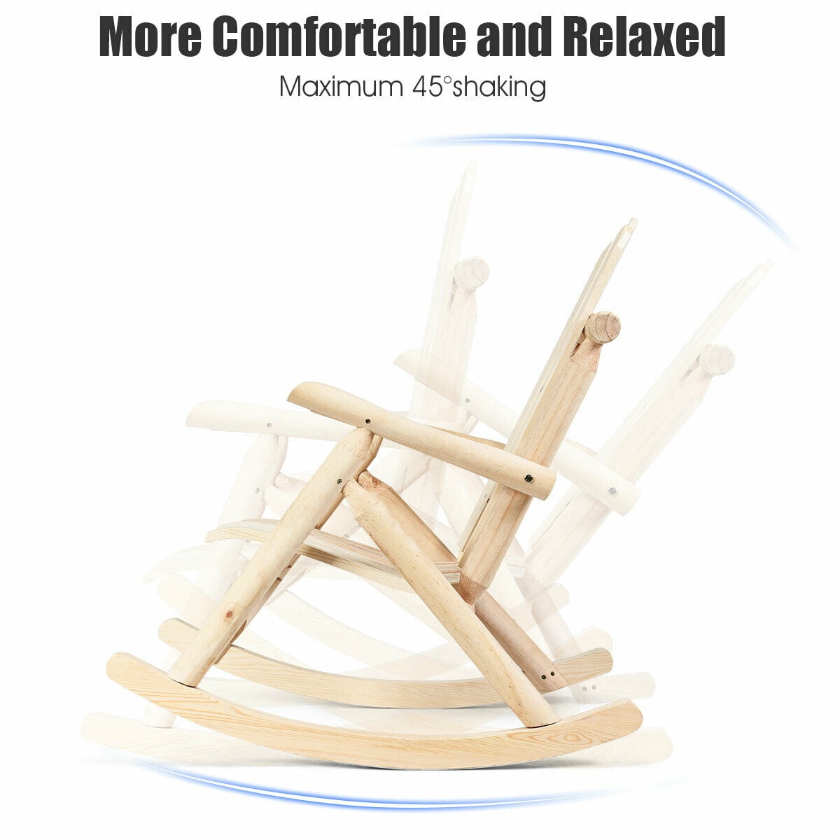 Costway Log Rocking Chair Wood Single Porch Rocker Lounge Patio Deck Furniture Natural - Image 9