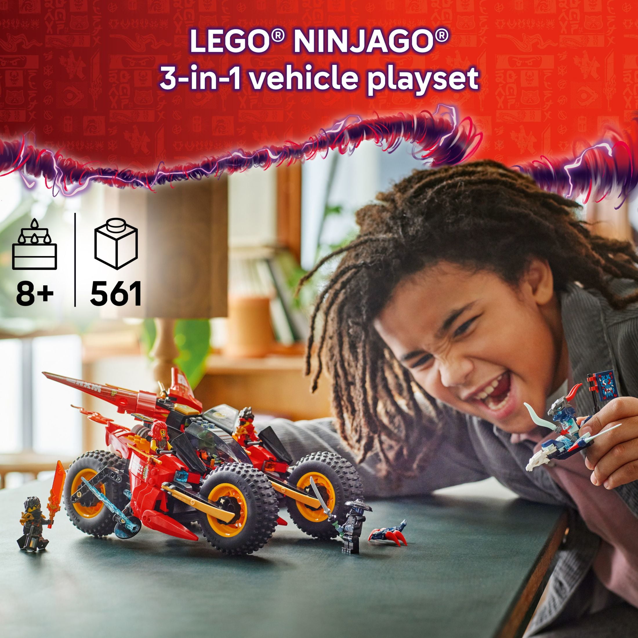 LEGO NINJAGO Ninja Combat Vehicle - 3 in 1 Building Toy - Dragons Rising Play Set for Boys & Girls, Ages 8+ - Model Building Kit for Kids W/6 Ninja Toy Minifigures - Gift Idea for Birthdays - 71844 - Image 5