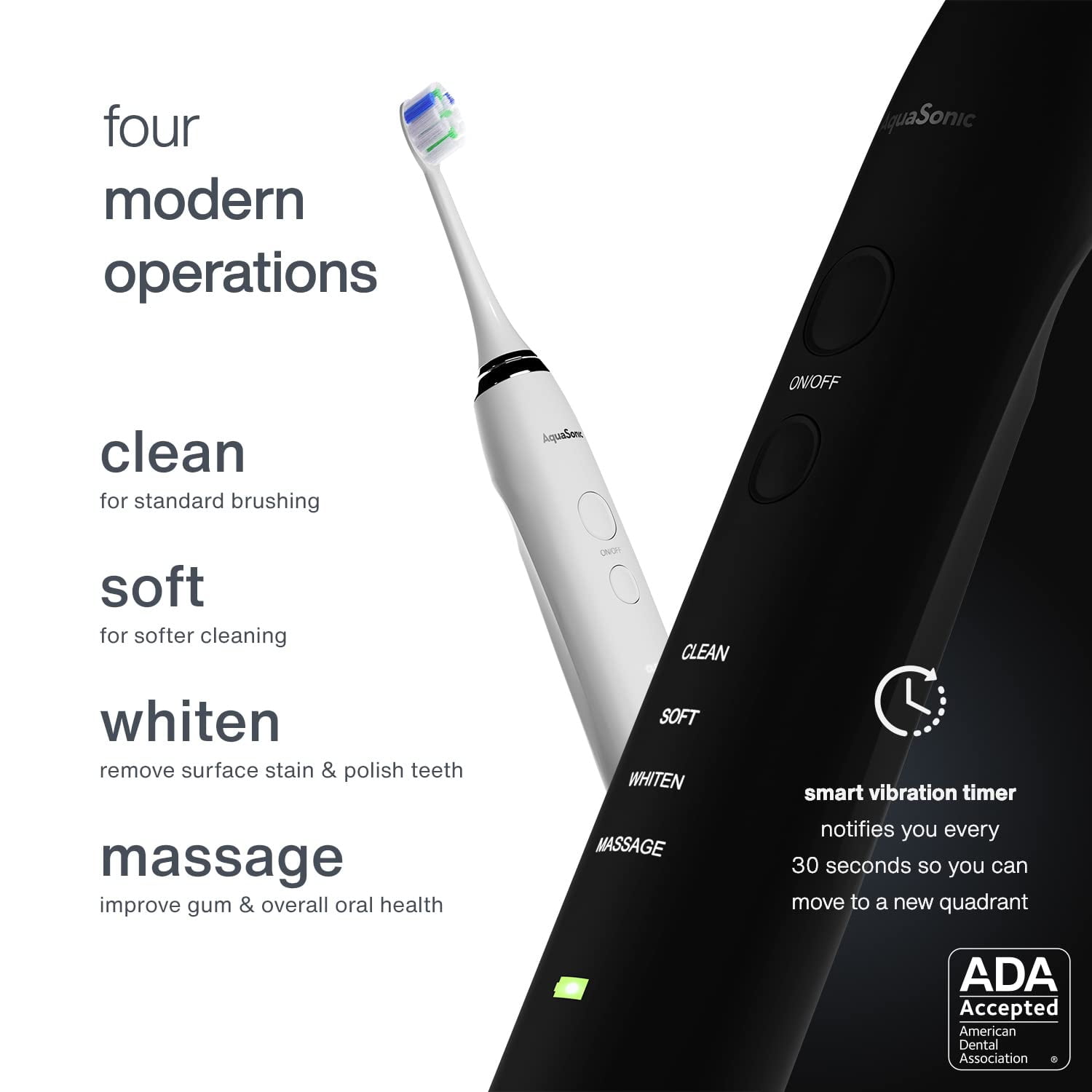 AquaSonic DUO PRO Ultrasonic Electric Toothbrush - ADA Accepted, 4 Modes, UV Sanitizing, Wireless Charging, 10 Brush Heads, 2 Travel Cases - Image 5