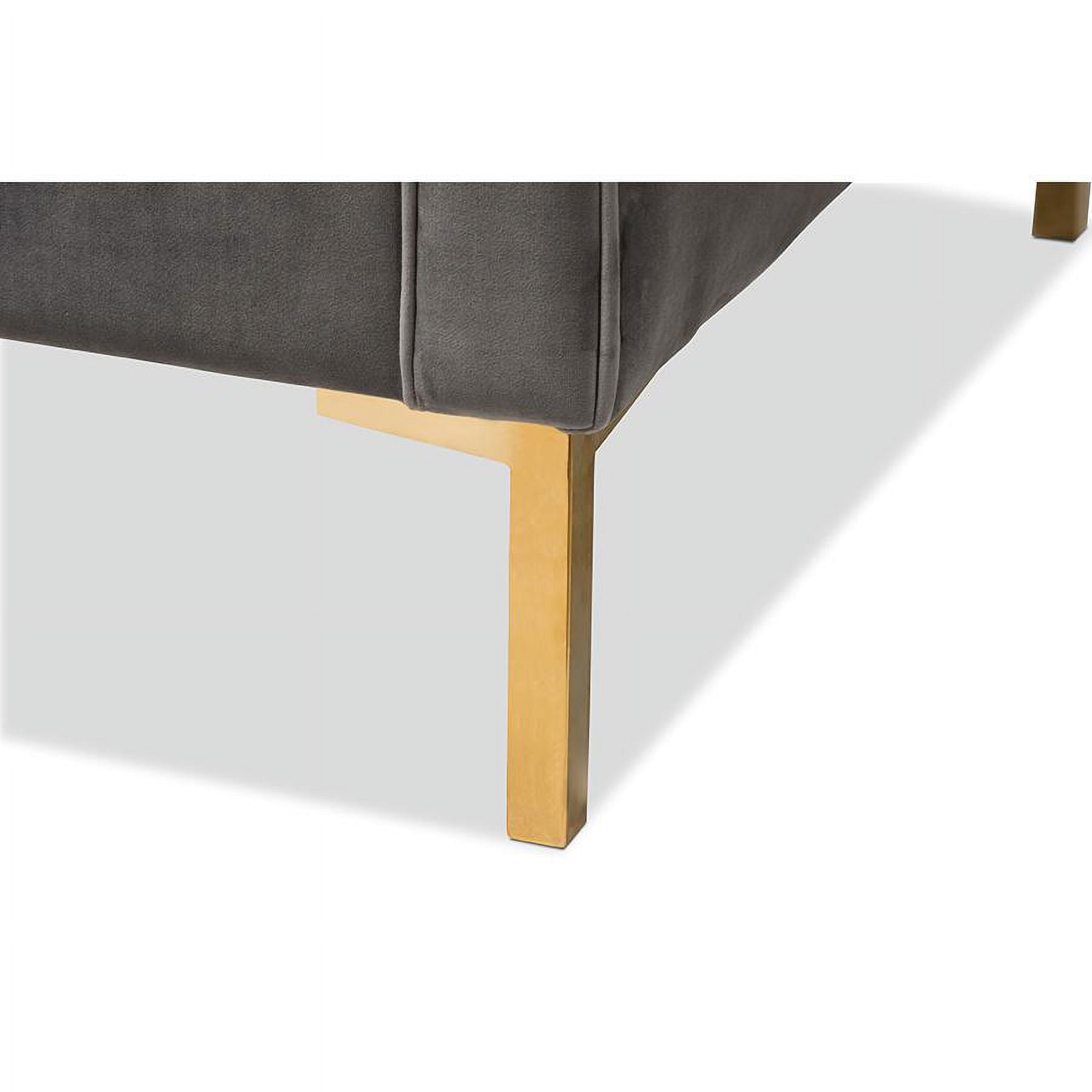 Baxton Studio Zanetta Luxe and Glamour Grey Velvet Upholstered Gold Finished Lounge Chair - Image 6