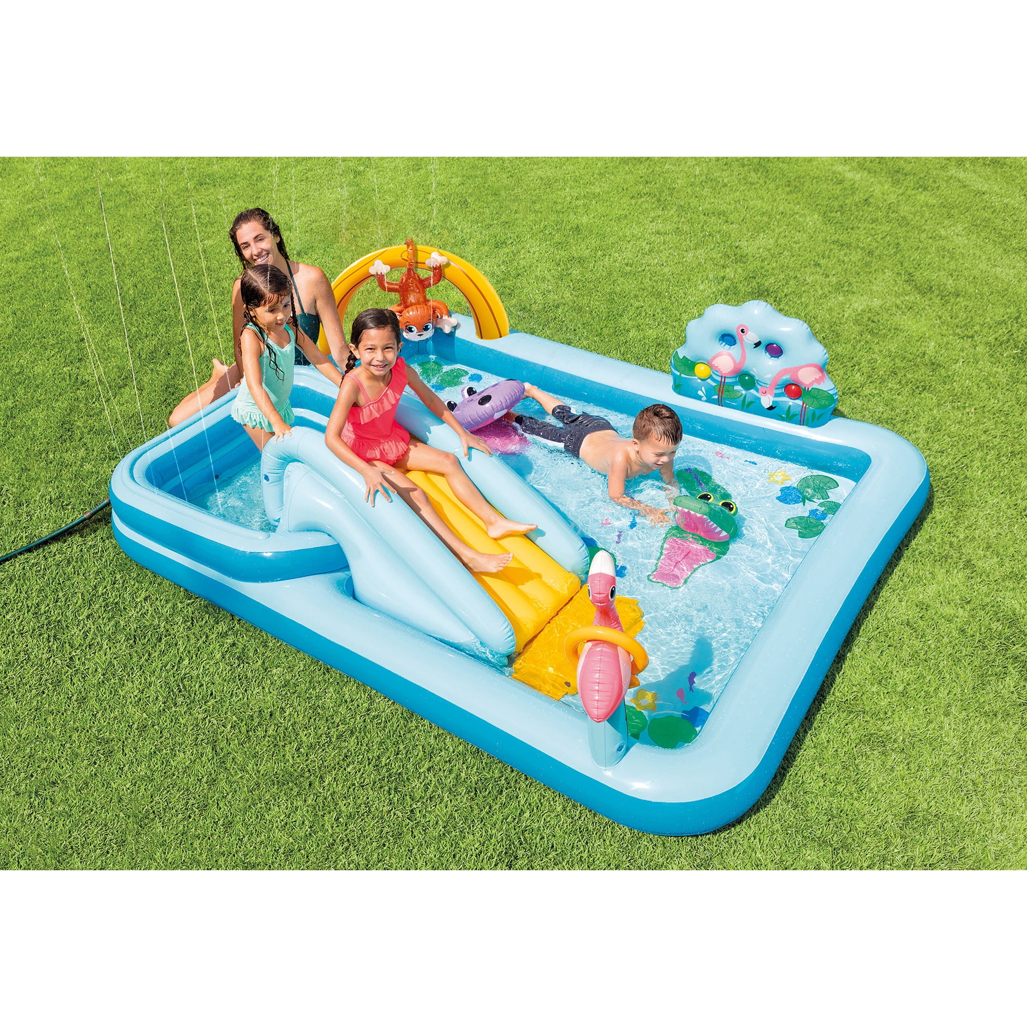Intex 96" x 78" x 28" Inflatable Jungle Adventure Play Center Spray Kiddie Pool - Image 2