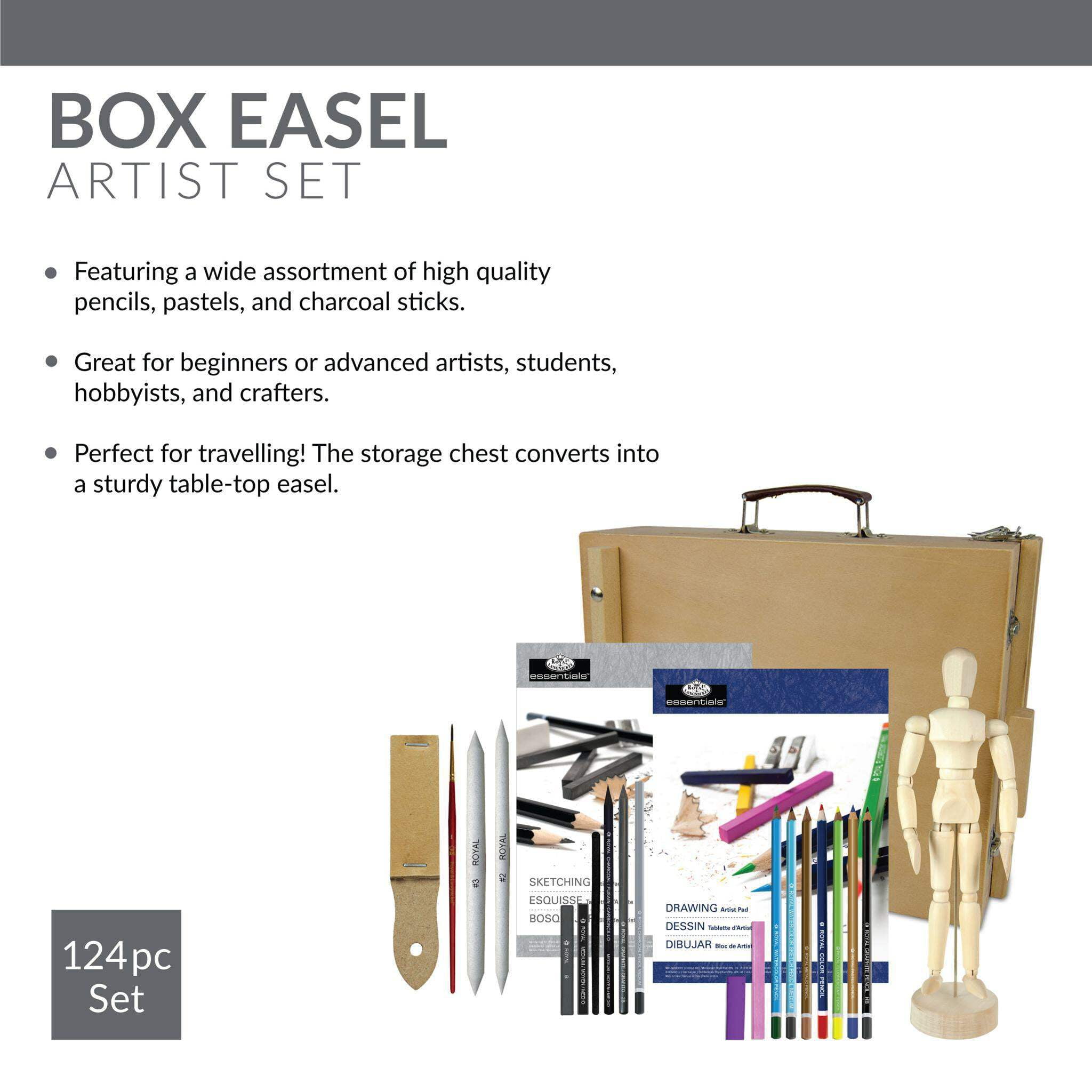 Royal & Langnickel Sketch and Draw Box Easel Art Set, 152pc - Image 2