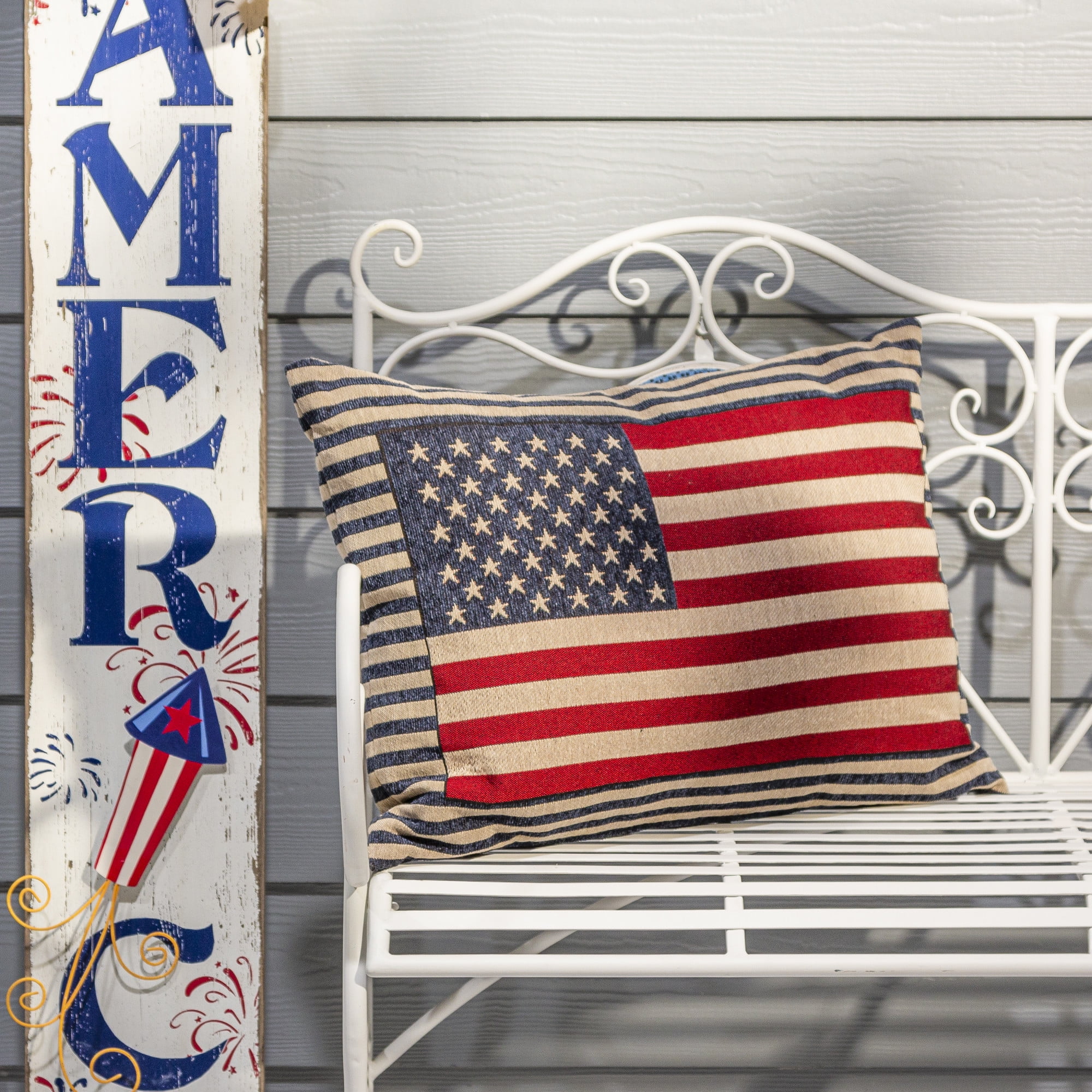 23.6 in Jacquard Patriotic Flag Throw Pillow - Image 4