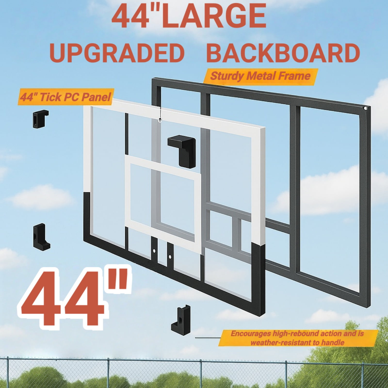 NEDYO Portable Adjustable Basketball Hoop 5.25-10ft with 44" Backboard for Kids, Teens, Adults, New - Image 4