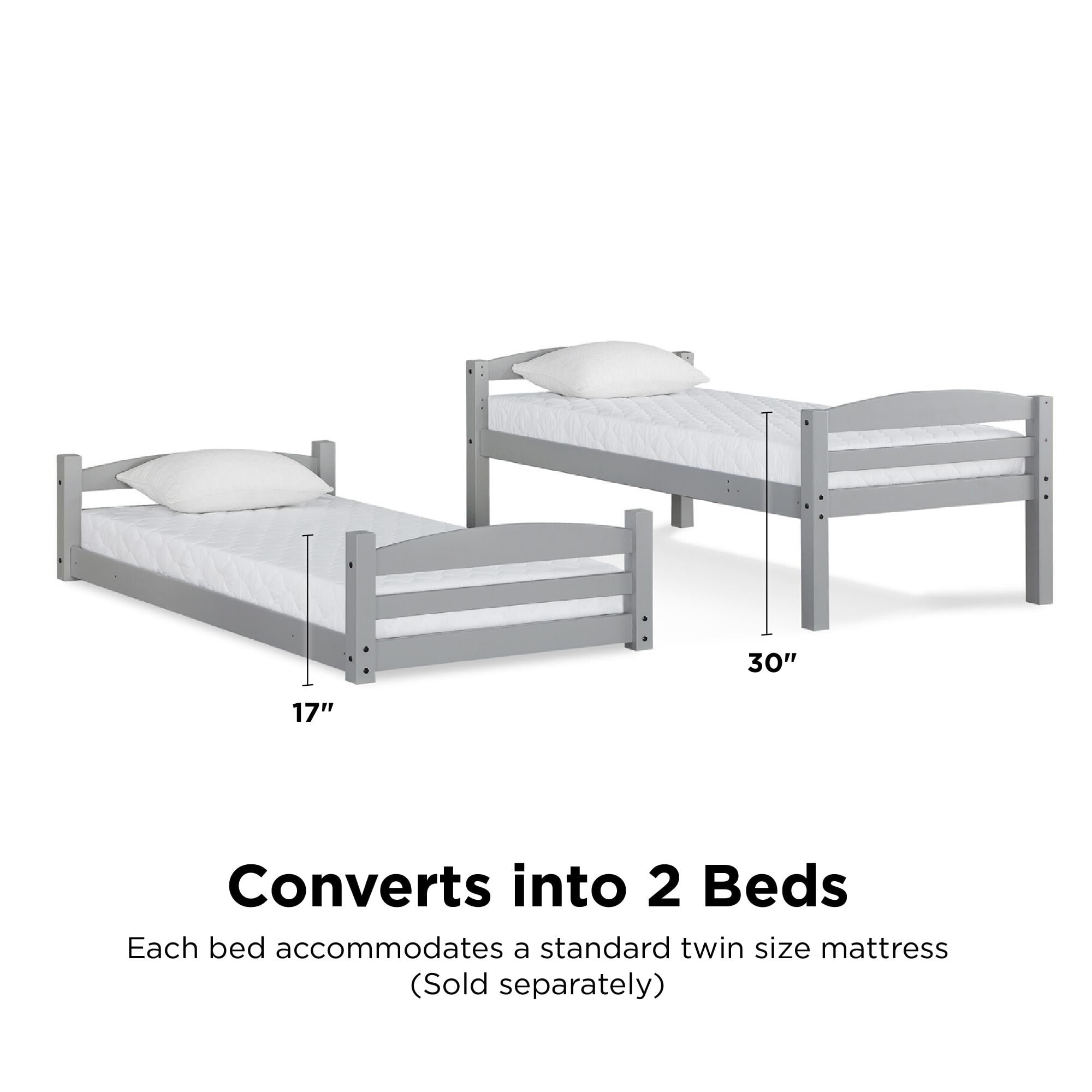 Better Homes & Gardens Tristan Twin-over-Twin Convertible Floor Bunk Bed, Gray - Image 6