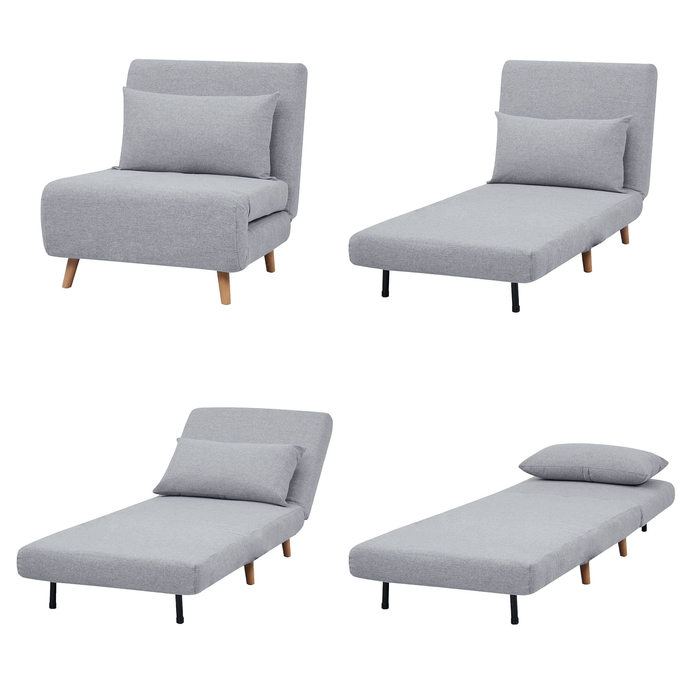 A&D Home Tustin Polyester Convertible Futon Chair, Light Gray - Image 4