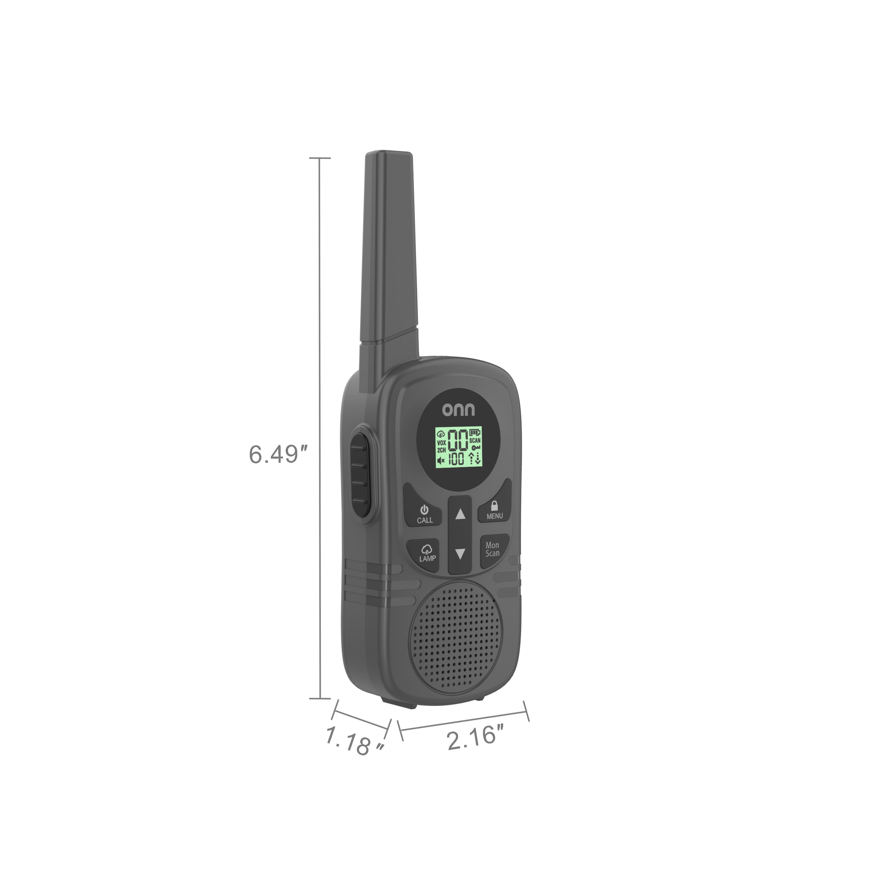 onn 23 Mile Range Walkie Talkies with Two Way Radios, LED Light and 22 FRS Channel Options, 3 Count - Image 2