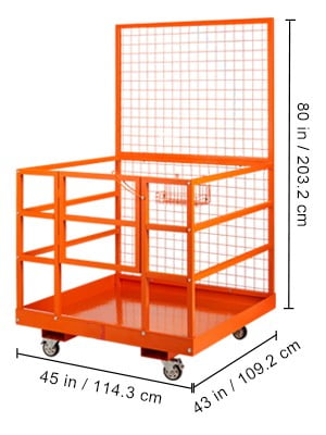 VEVOR Forklift Safety Cage Work Platform 43X45in 1400lbs w/ Wheels for Aerial - Image 2