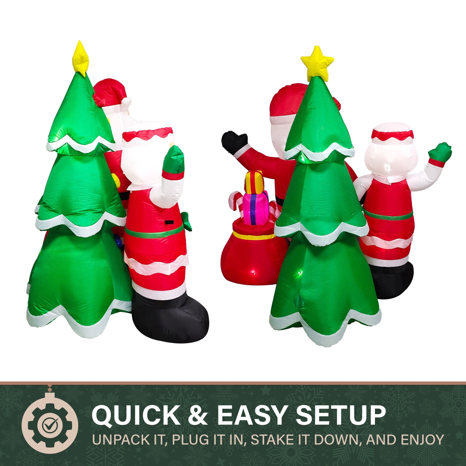 Fraser Hill Farm 6-Ft. Tall Pre lit Mr. and Mrs. Claus with Tree Inflatable with Music, FHFMRMRSCLS061-L - Image 8