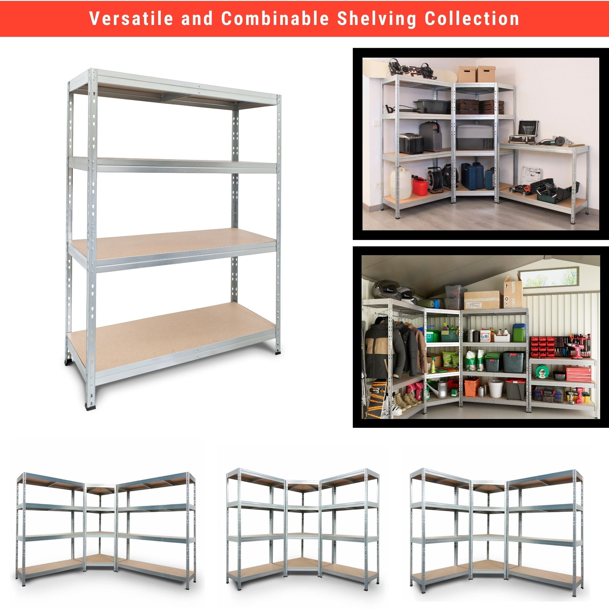 Ar Shelving Customizable Storage Collection 71"x59"x18" 4-Tier Metal Shelf 2000 lb Galvanized Finish - Image 14