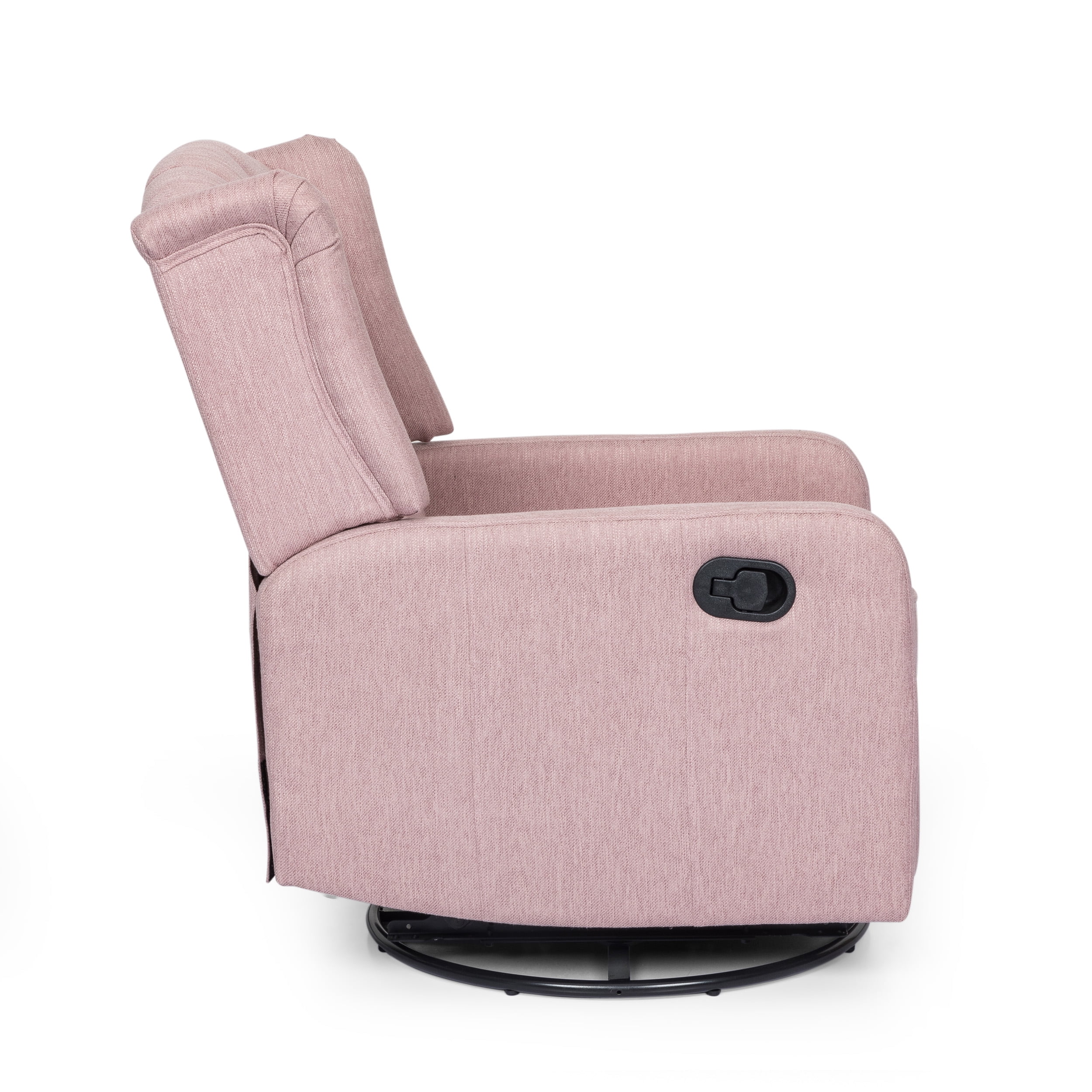 Noble House Sanborn Upholstered Tufted Wingback Swivel Recliner, Light Blush and Black - Image 2