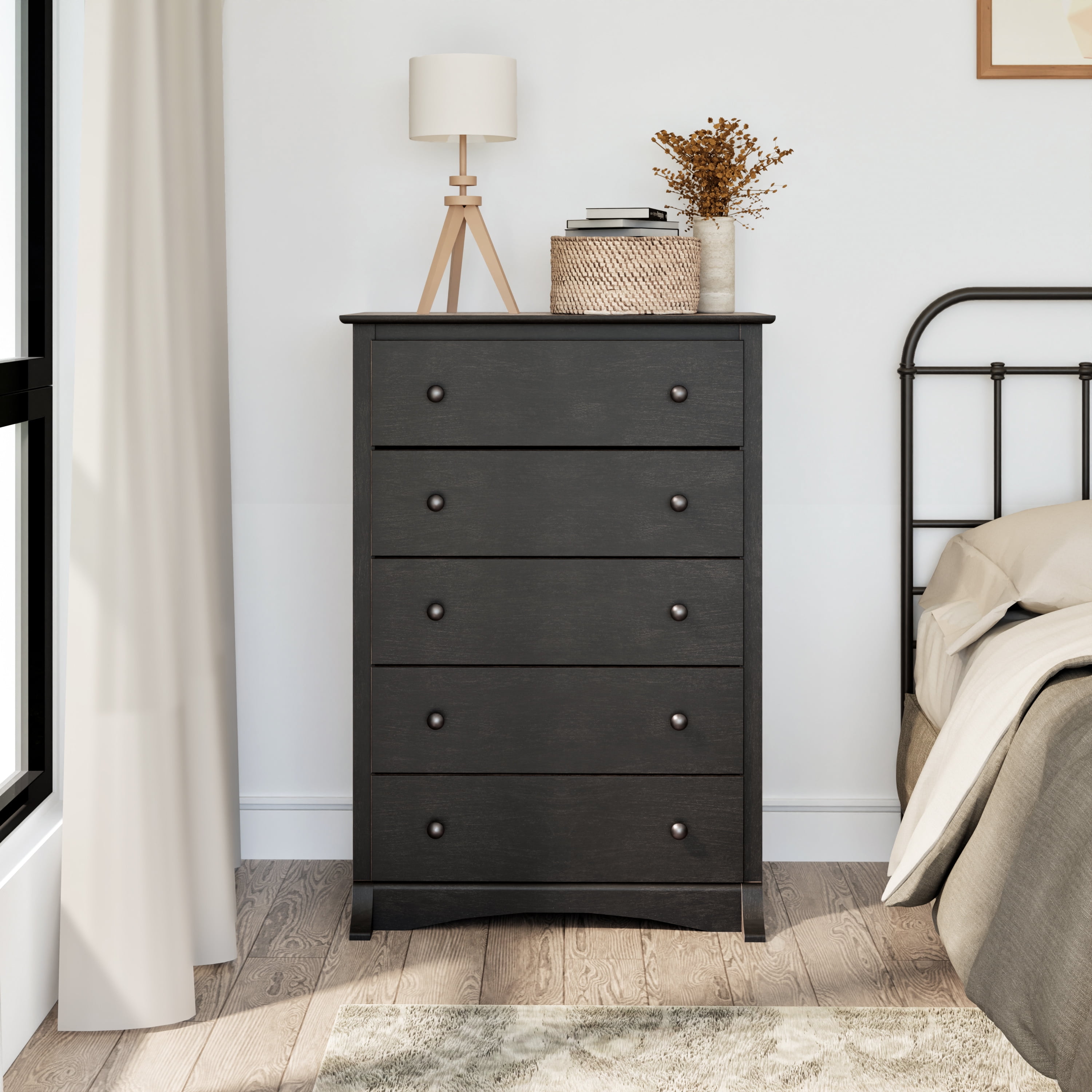 Prepac Sonoma 5-Drawer Bedroom Chest, Washed Black - Image 4