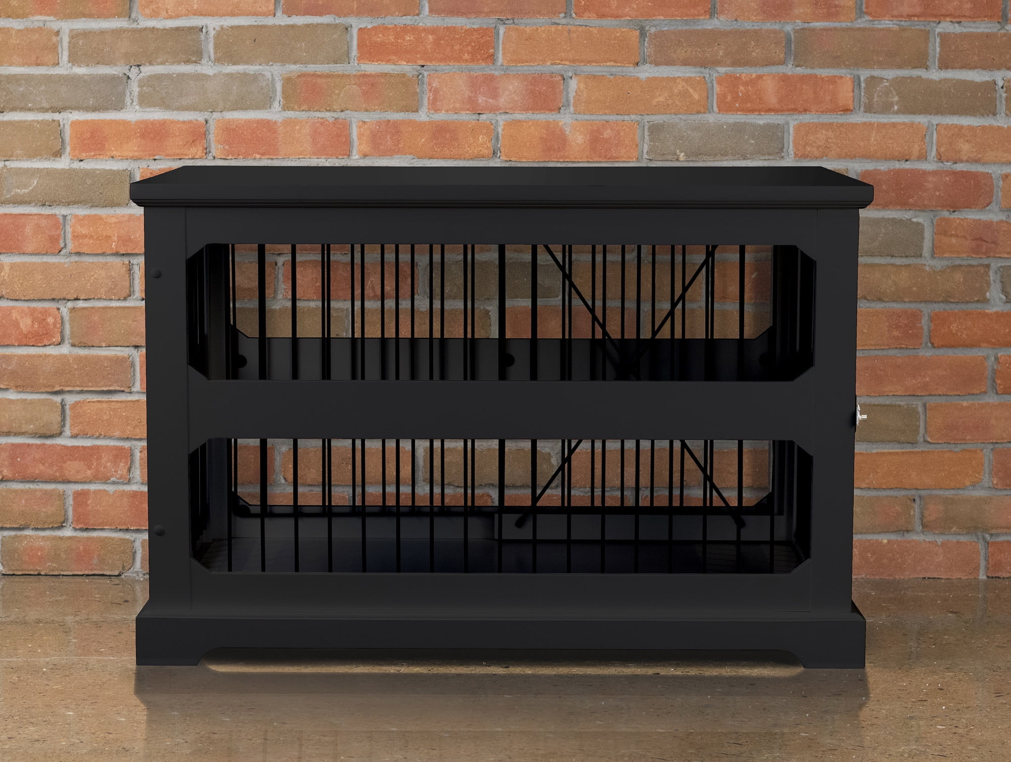 Contemporary Home Living 35.25" Black Rectangular Medium Slide Aside Crate and End Table - Image 2