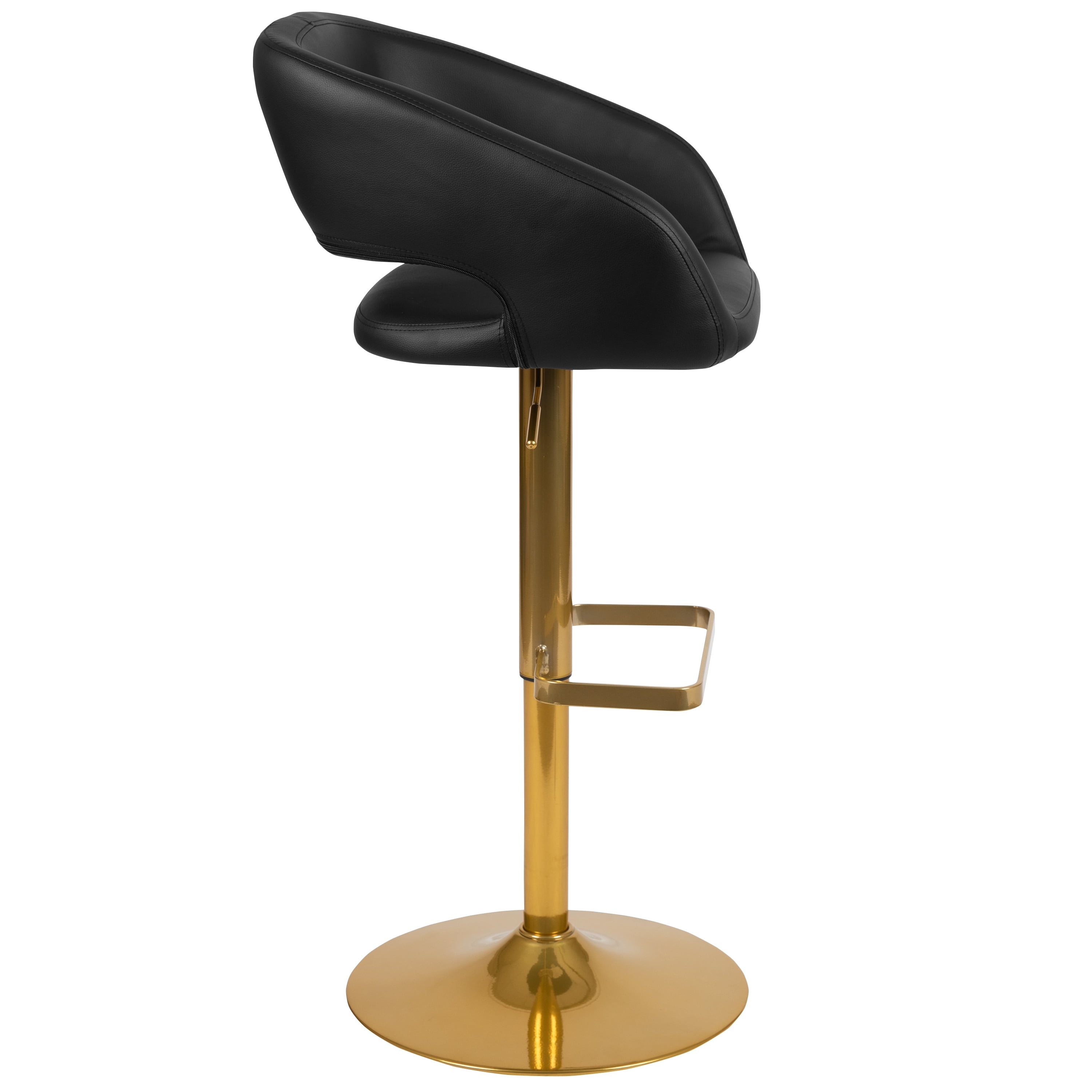 Flash Furniture Erik Contemporary Black Vinyl Adjustable Height Barstool with Rounded Mid-Back and Gold Base, Set of 2 - Image 13