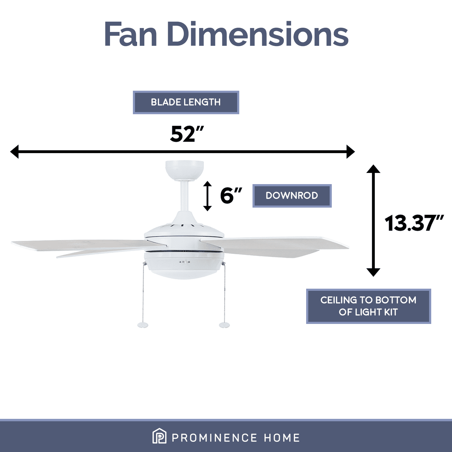 Prominence Home Kailani 52" Bright White Modern Ceiling Fan with 4 Blades, Integrated LED Light Kit, Pull Chains & Reverse Airflow - Image 9