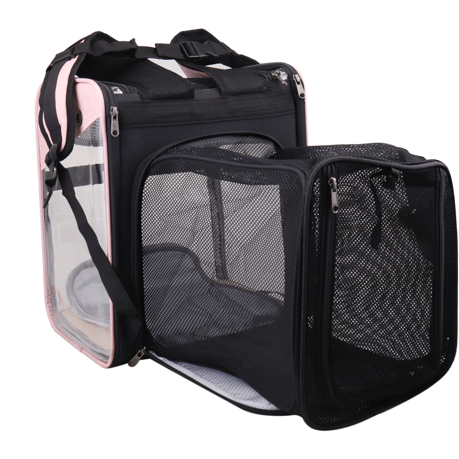 Critter Sitters Light Pink See-Through Pet Backpack for Small Dogs, Cats with Scratch Resistant Breathable Mesh Window | Airline Carry-On Approved | Safety Leash | Durable Transporation for Animals - Image 12