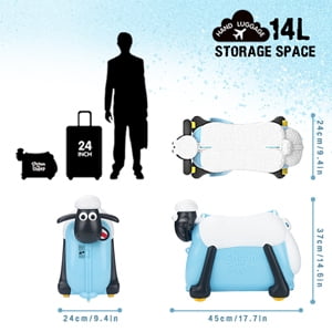 Shaun The Sheep Kids Ride on & Carry on Luggage Suitcase (Blue) - Image 3