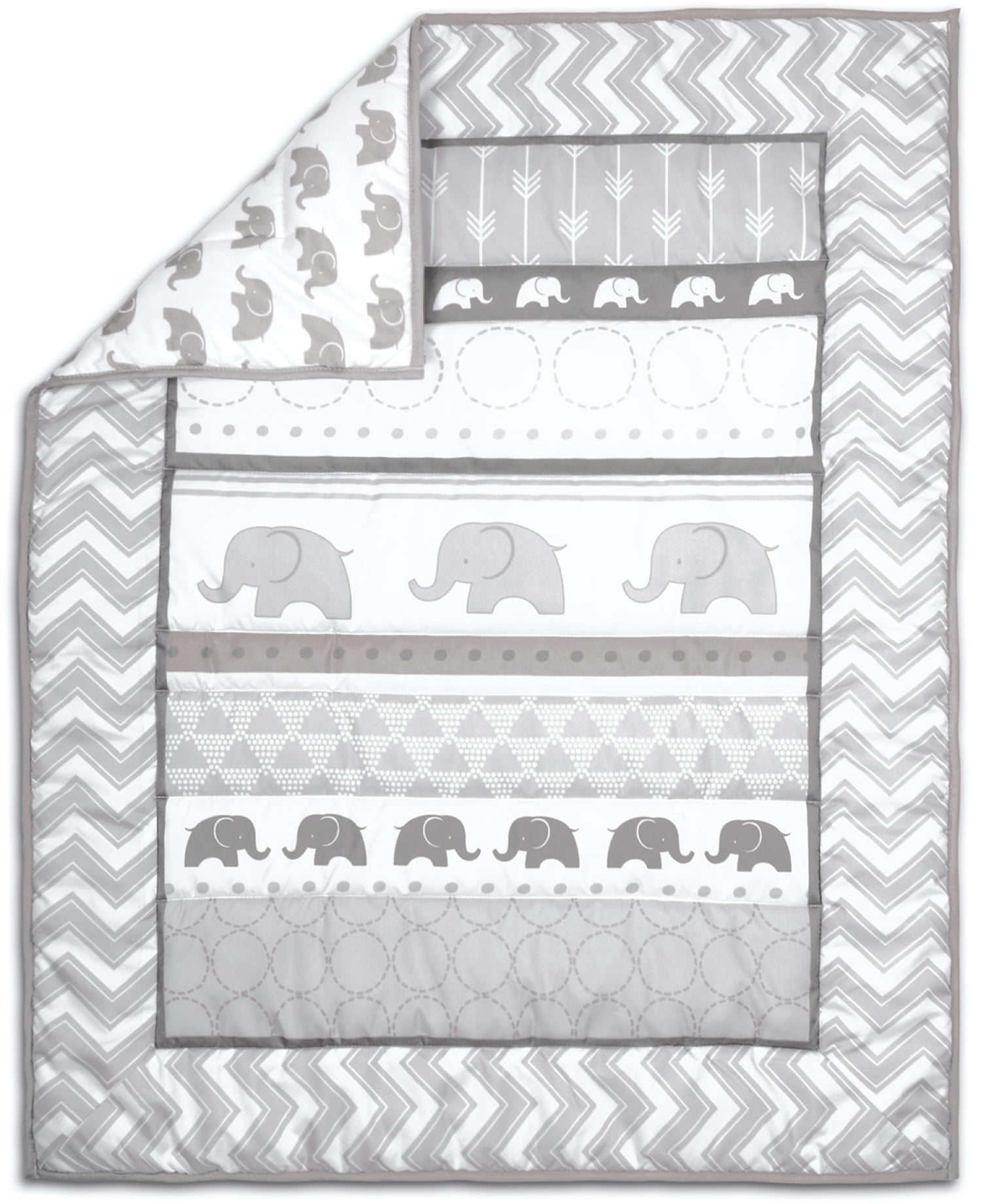 The Peanutshell Elephant Walk Crib Bedding Set for Baby Boys or Baby Girls, 3 Piece Nursery Set with Quilt, Fitted Crib Sheet, and Dust Ruffle - Image 2