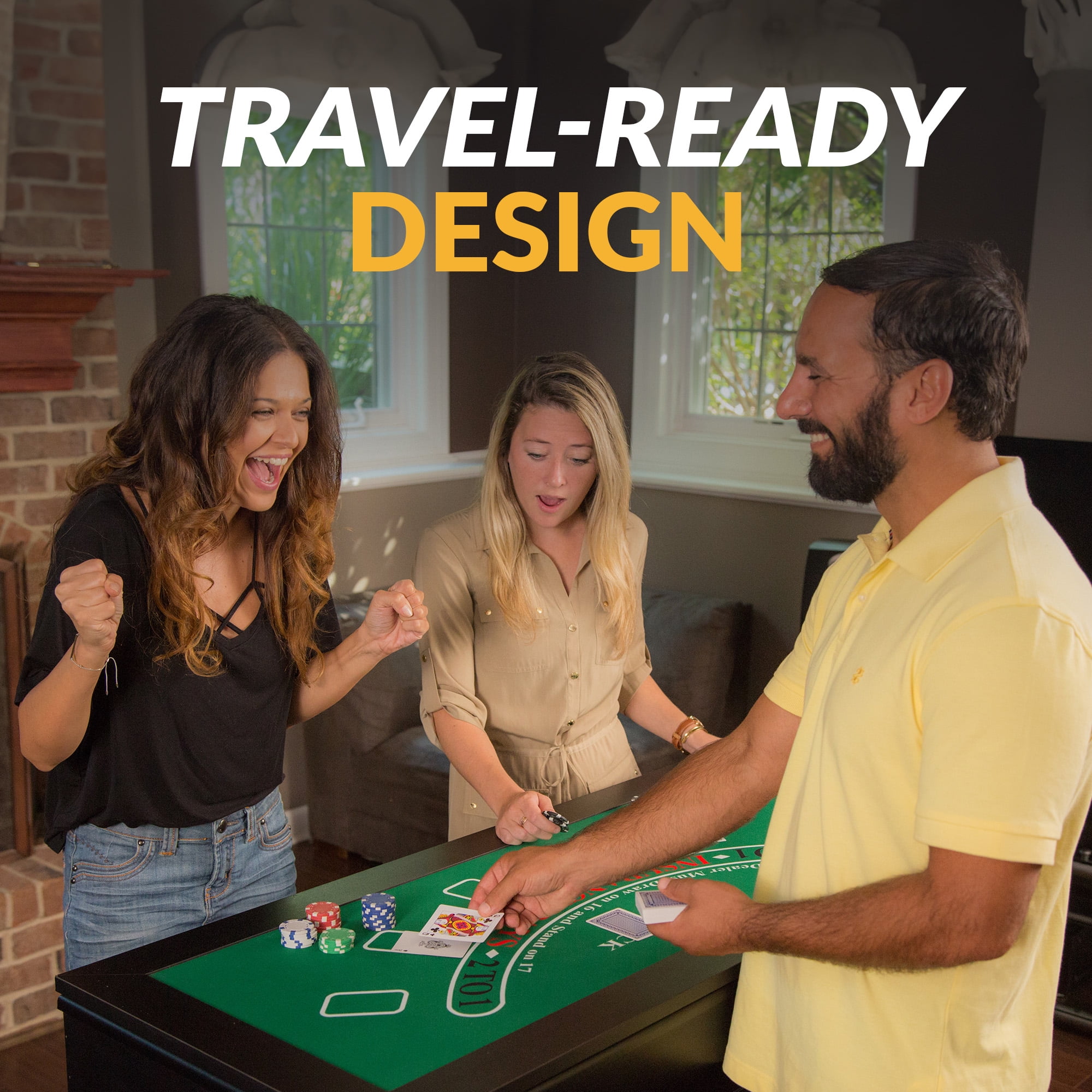 Hathaway Monte Carlo 4-In-1 Casino Table with Blackjack, Roulette, Craps and Bar Table, Black, Green, 47.75-In W - Image 4