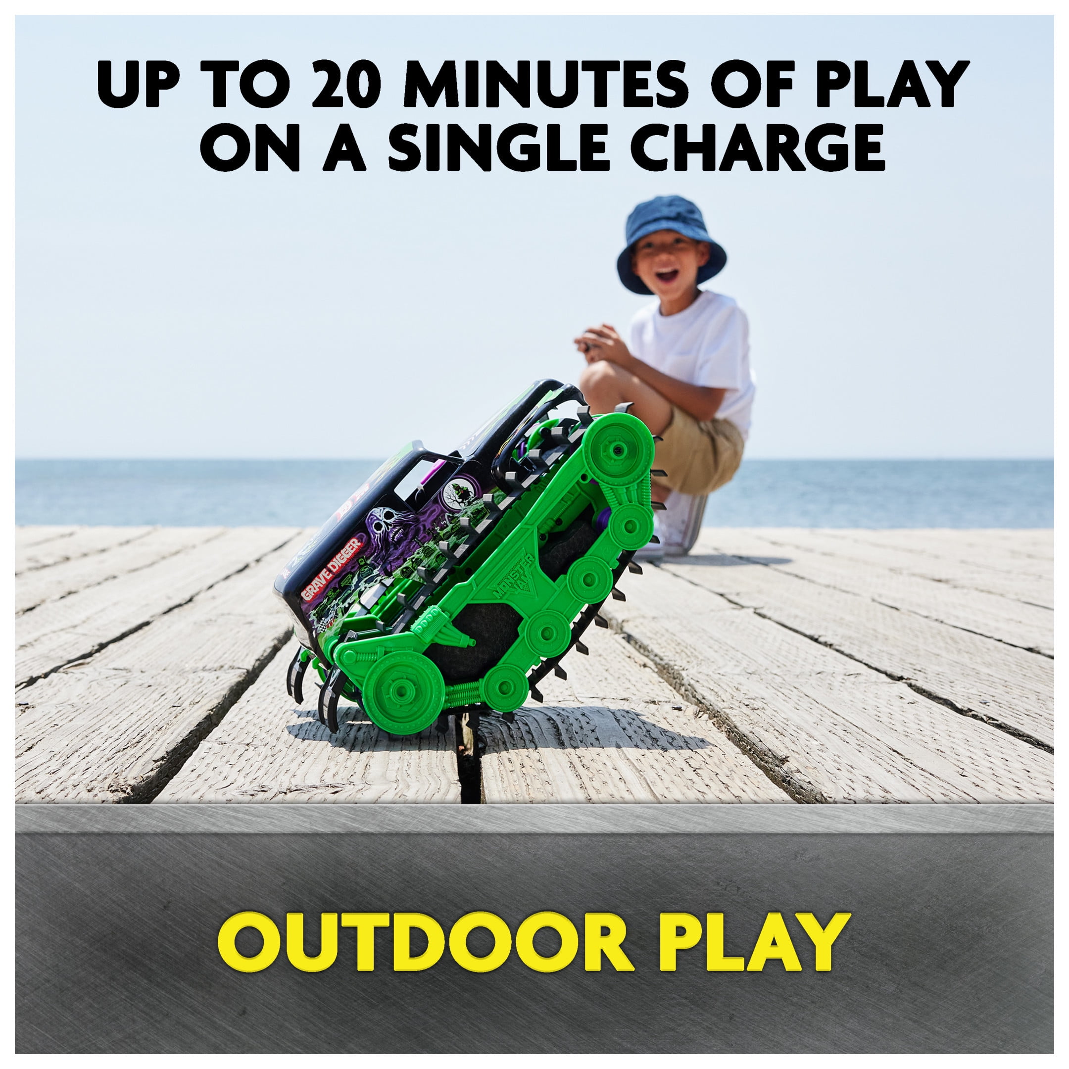 Monster Jam, Official Grave Digger Trax All-Terrain Remote Control Outdoor Vehicle, 1:15 Scale, Kids Toys for Boys and Girls Ages 4 and Up - Image 8