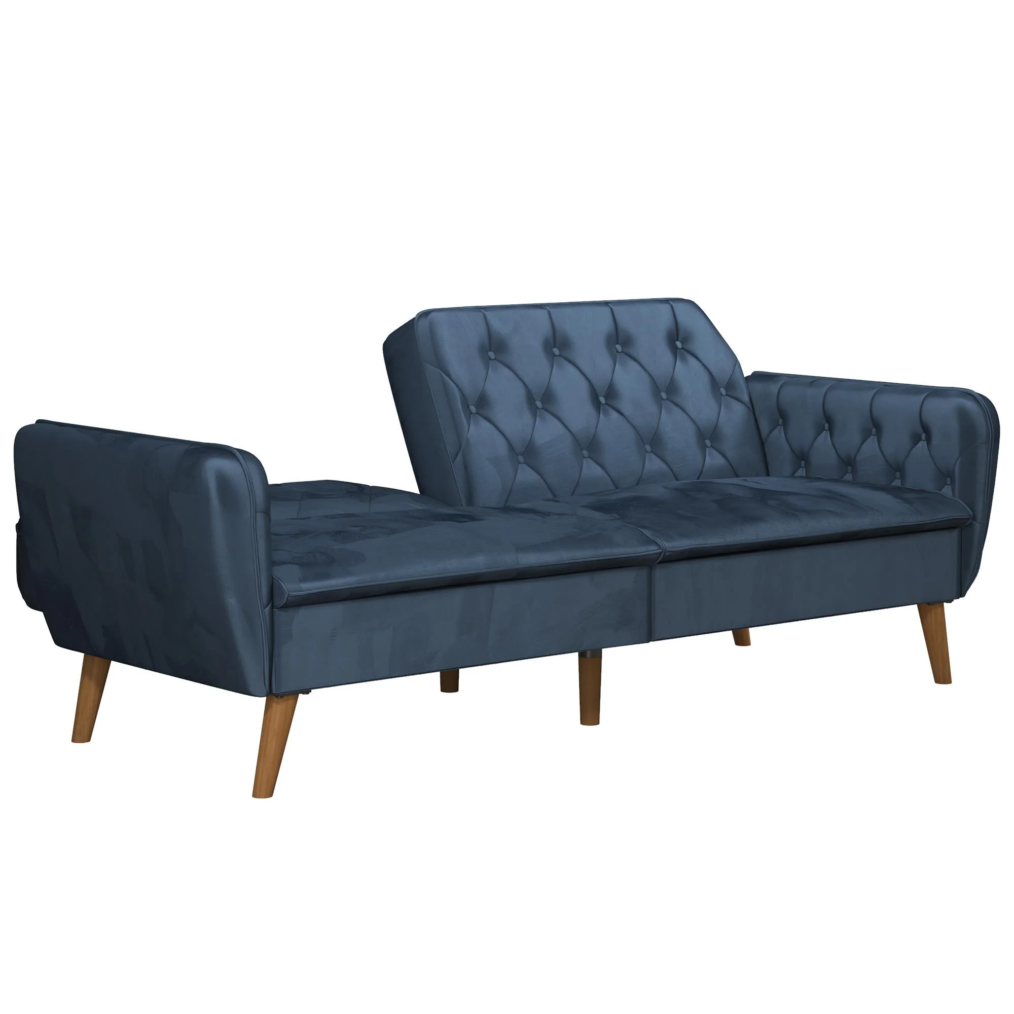 Novogratz Tallulah 83" Memory Foam Futon Sofa Bed, Blue Velvet - Image 9