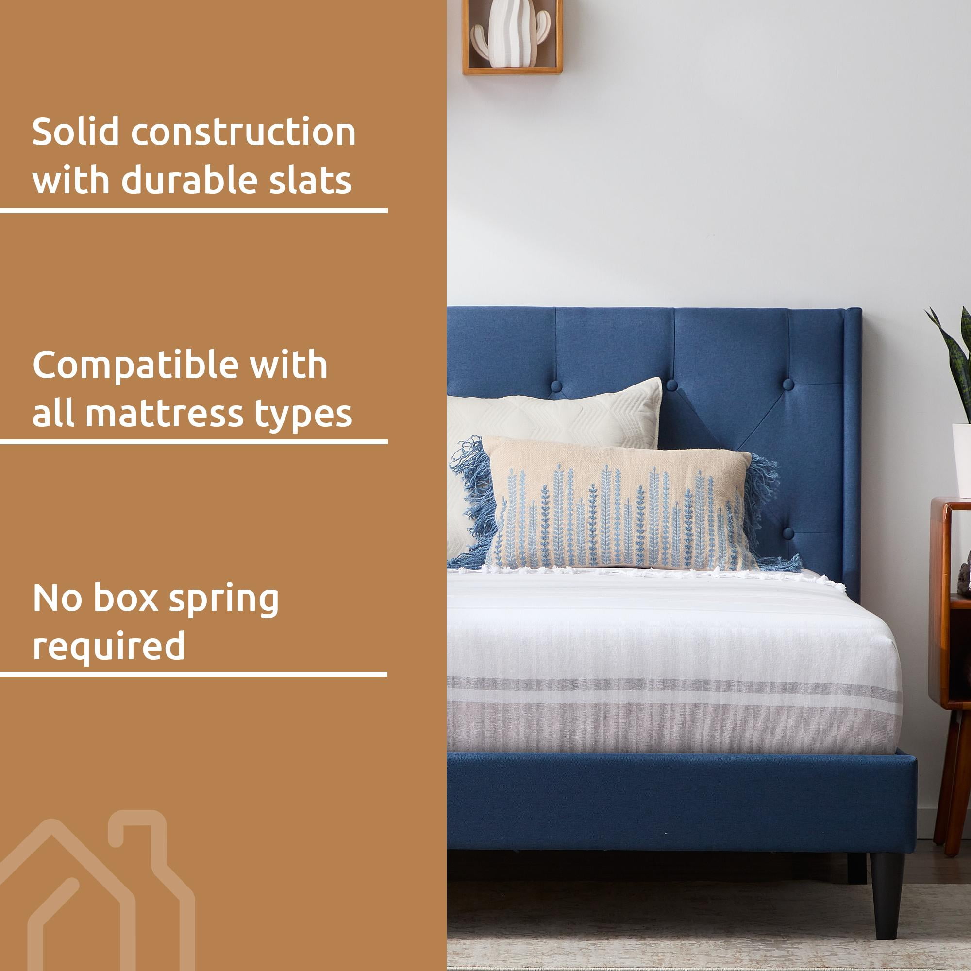 Rest Haven Astoria Wingback Tufted Upholstered Bed, Twin, Charcoal - Image 3