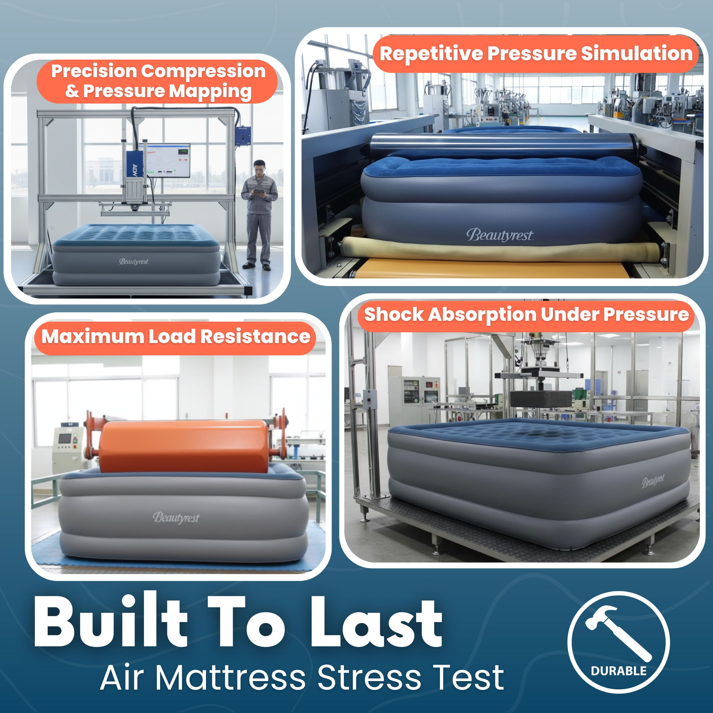 Beautyrest Extraordinaire 20” Queen Size Air Mattress with Built-in Pump - Blow-up Mattress Best for Camping & Guests, 3 Year Warranty - Image 7