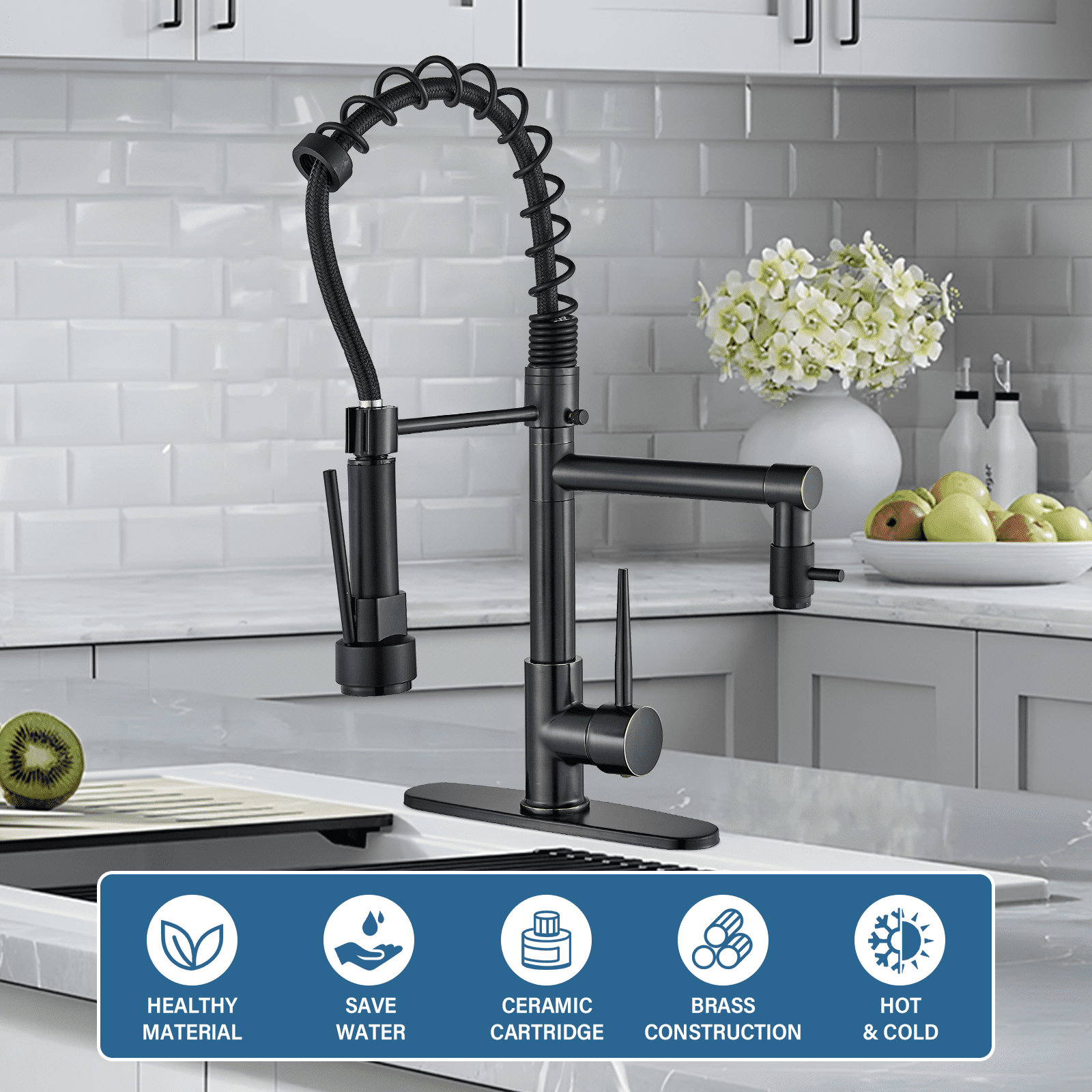 Cesinkin Brass Oil Rubbed Bronze Kitchen Faucet - Image 9