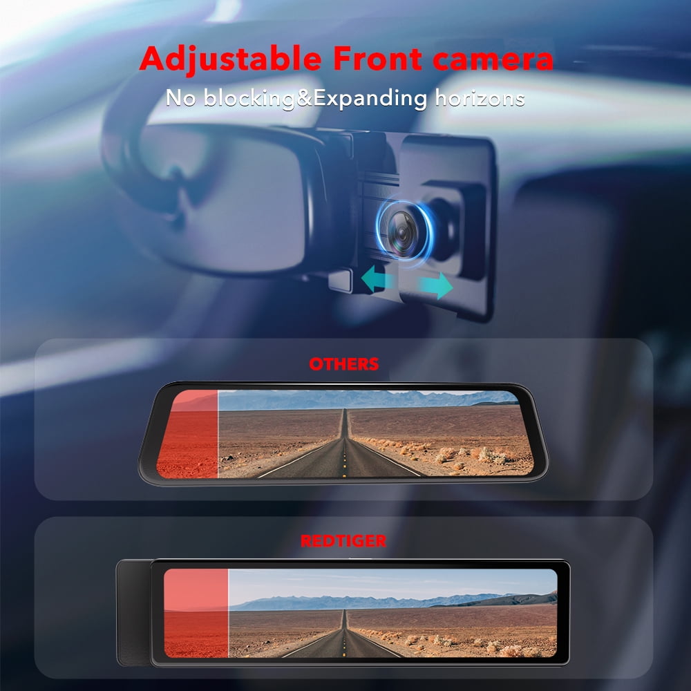 REDTIGER 11" UHD Full Touch Screen Rearview Mirror Dash Cam, 4K Front and 2.5K Rear Backup Camera, Night Vision, GPS - Image 9