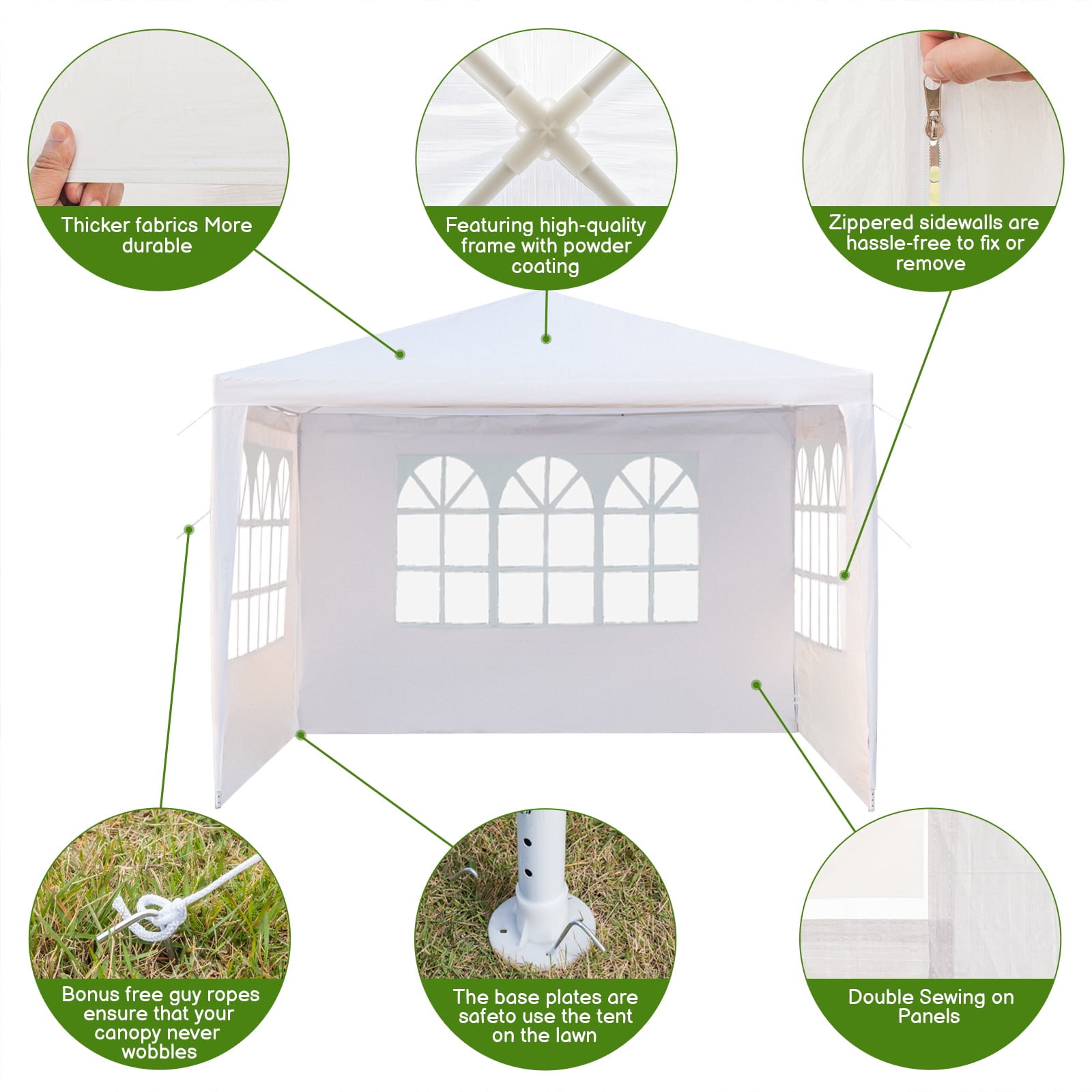 Zimtown 10'x10' Wedding Party Canopy Tent,3 Removable Sidewalls with Windows, Great for Outdoors - Image 7